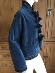 Romeo Gigli Vintage Blue Velvet Smoking Jacket Unisex