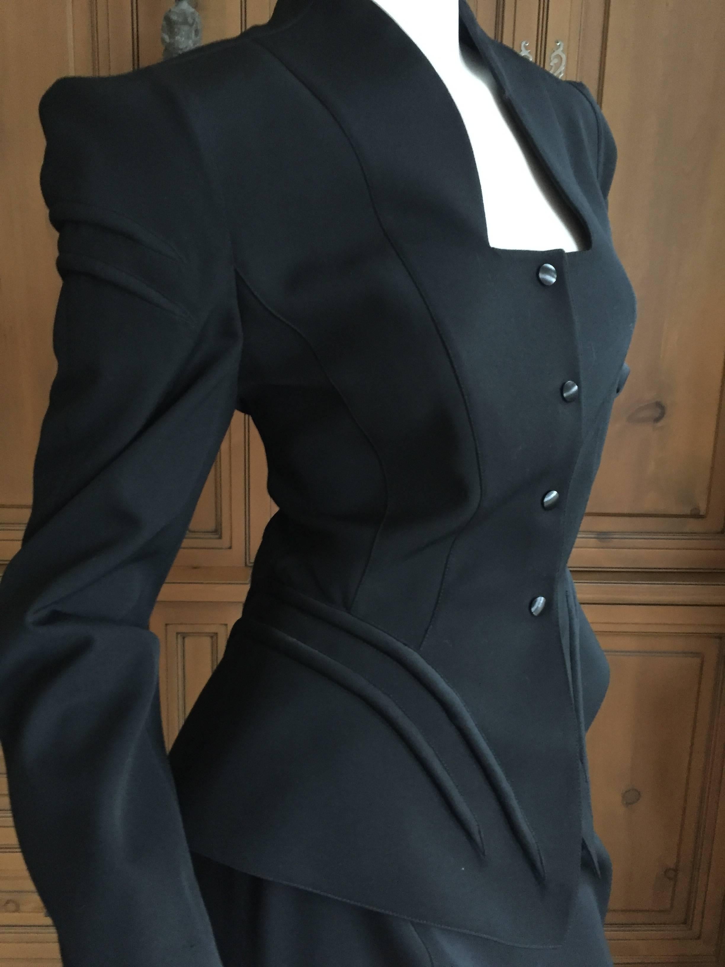 Thierry Mugler Vintage 80's Black Evening Suit Size 40 For Sale 2