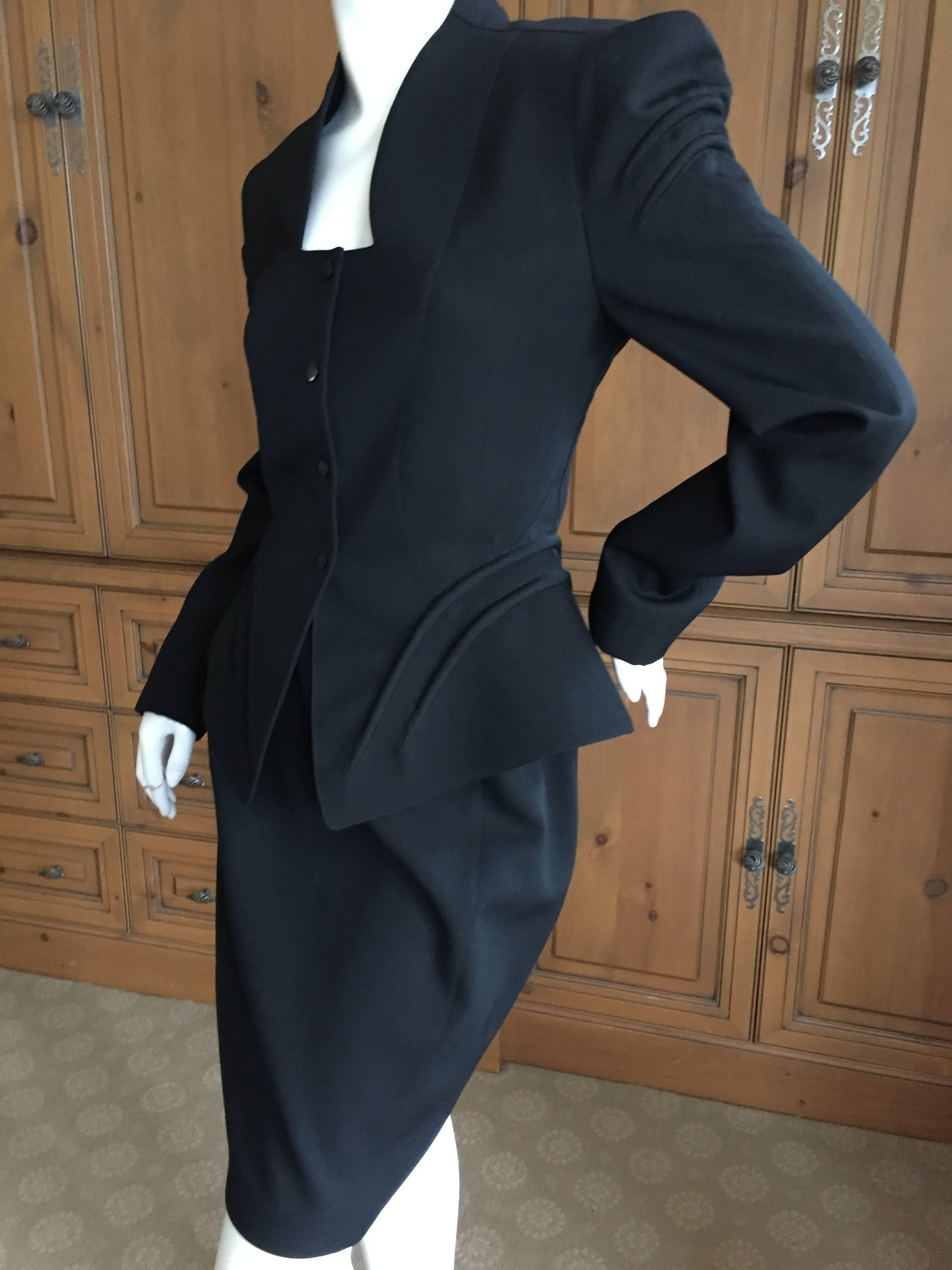 Thierry Mugler Vintage 80's Black Evening Suit Size 40 In Excellent Condition For Sale In Cloverdale, CA
