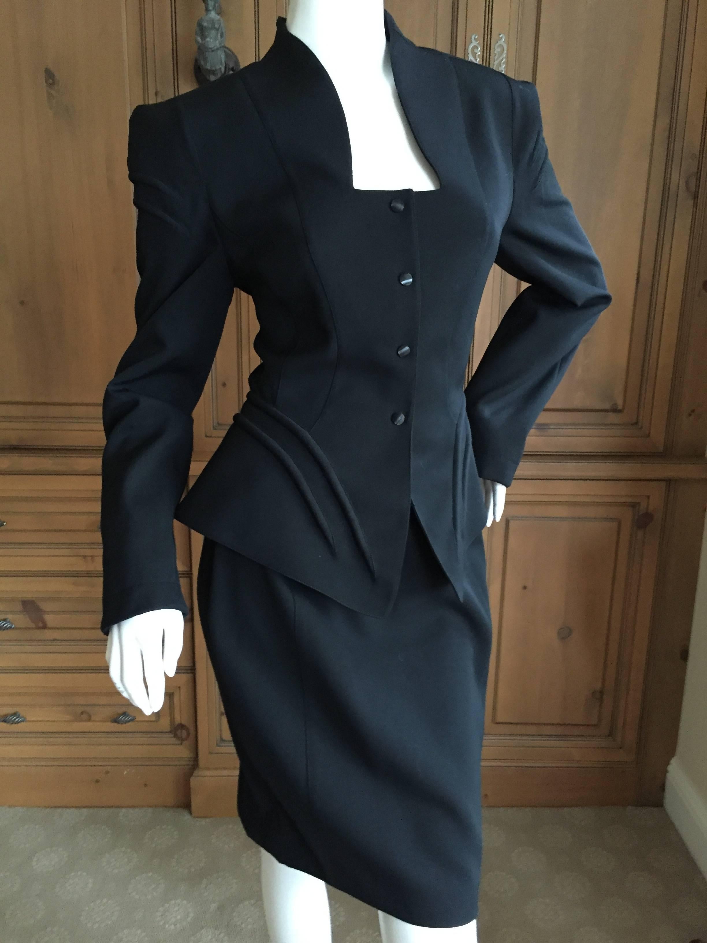 Thierry Mugler Vintage 80's Black Evening Suit Size 40 For Sale 1