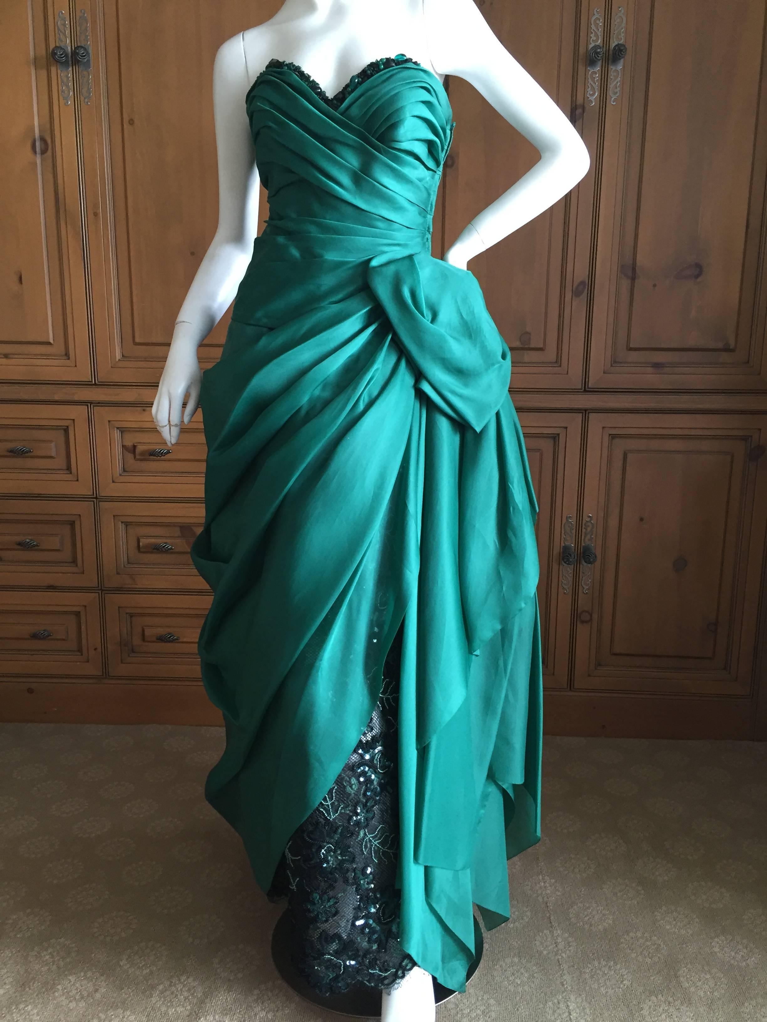 Women's Paul-Louis Orrier Paris Embellished Emerald Green Evening Gown