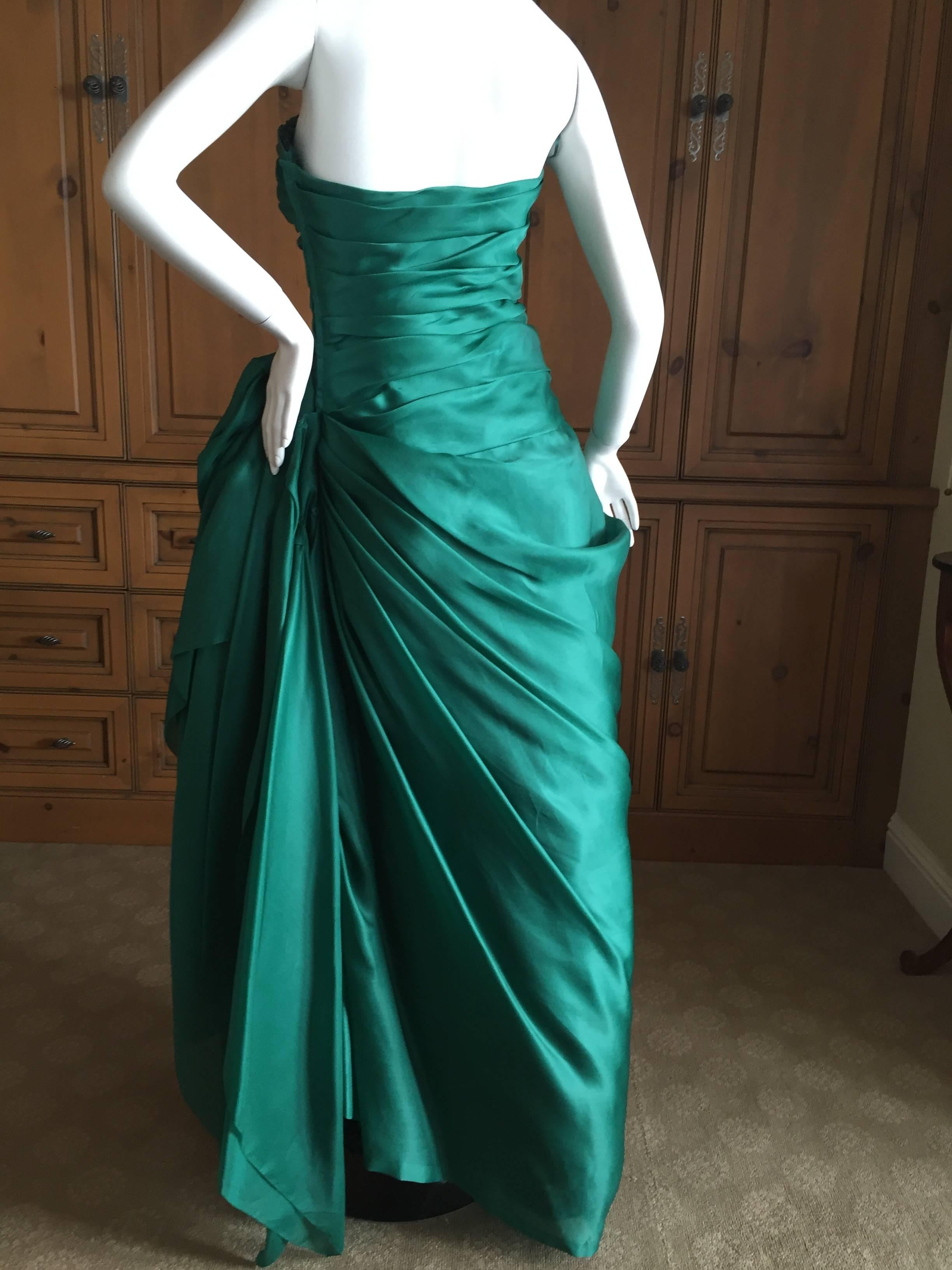 Paul-Louis Orrier Paris Embellished Emerald Green Evening Gown In Excellent Condition In Cloverdale, CA