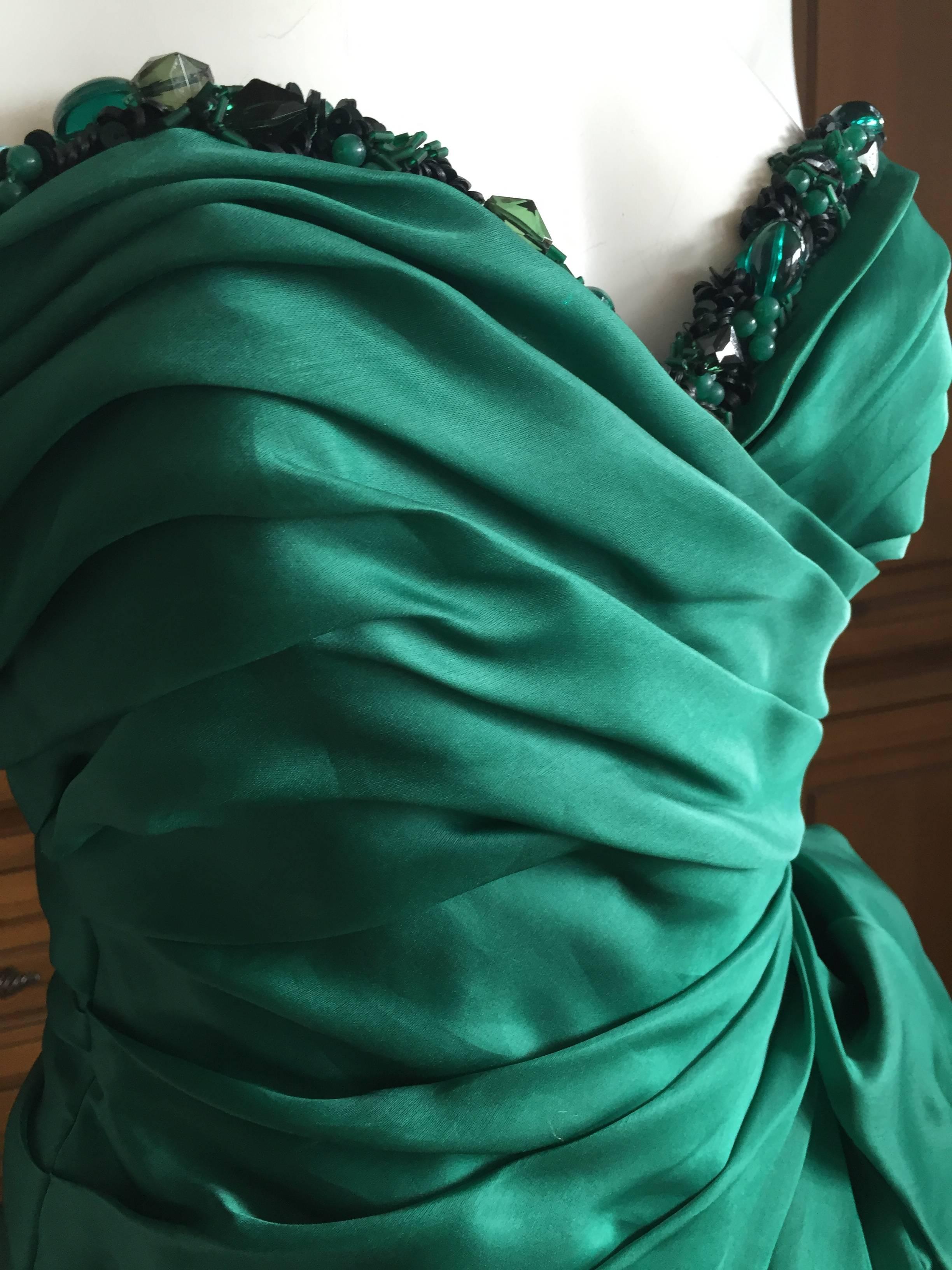 Paul-Louis Orrier Paris Embellished Emerald Green Evening Gown 1