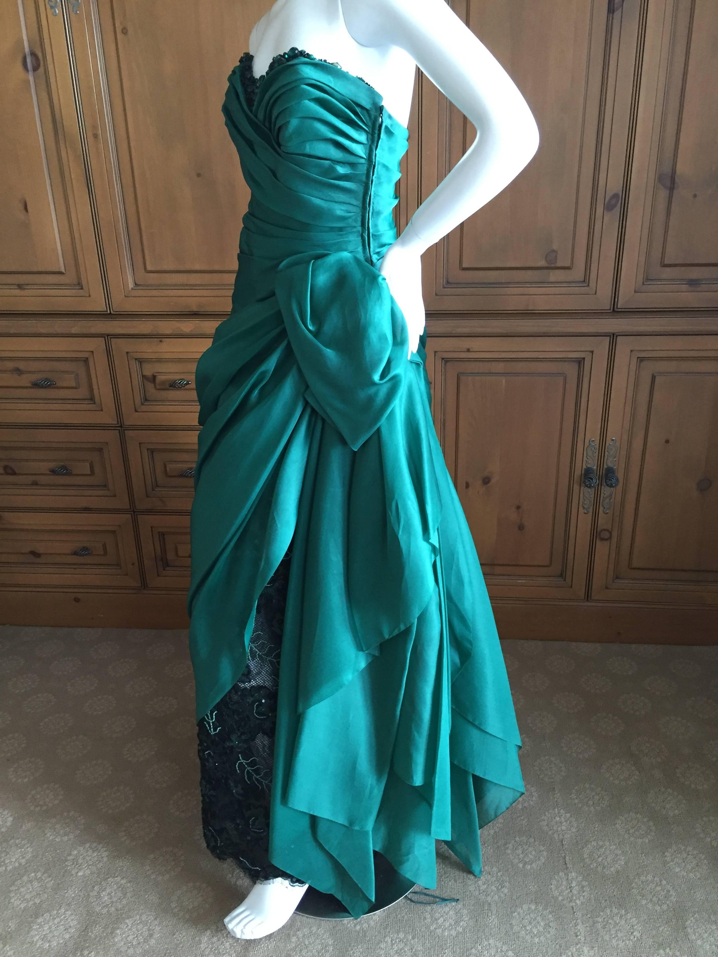 Paul-Louis Orrier Paris Embellished Emerald Green Evening Gown 4