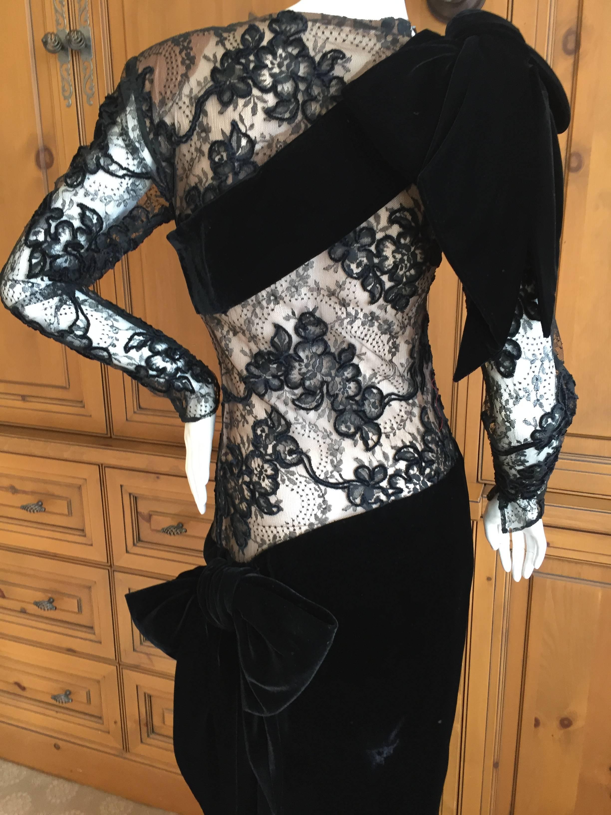 Jacqueline de Ribes Black Lace and Velvet Evening Dress 2