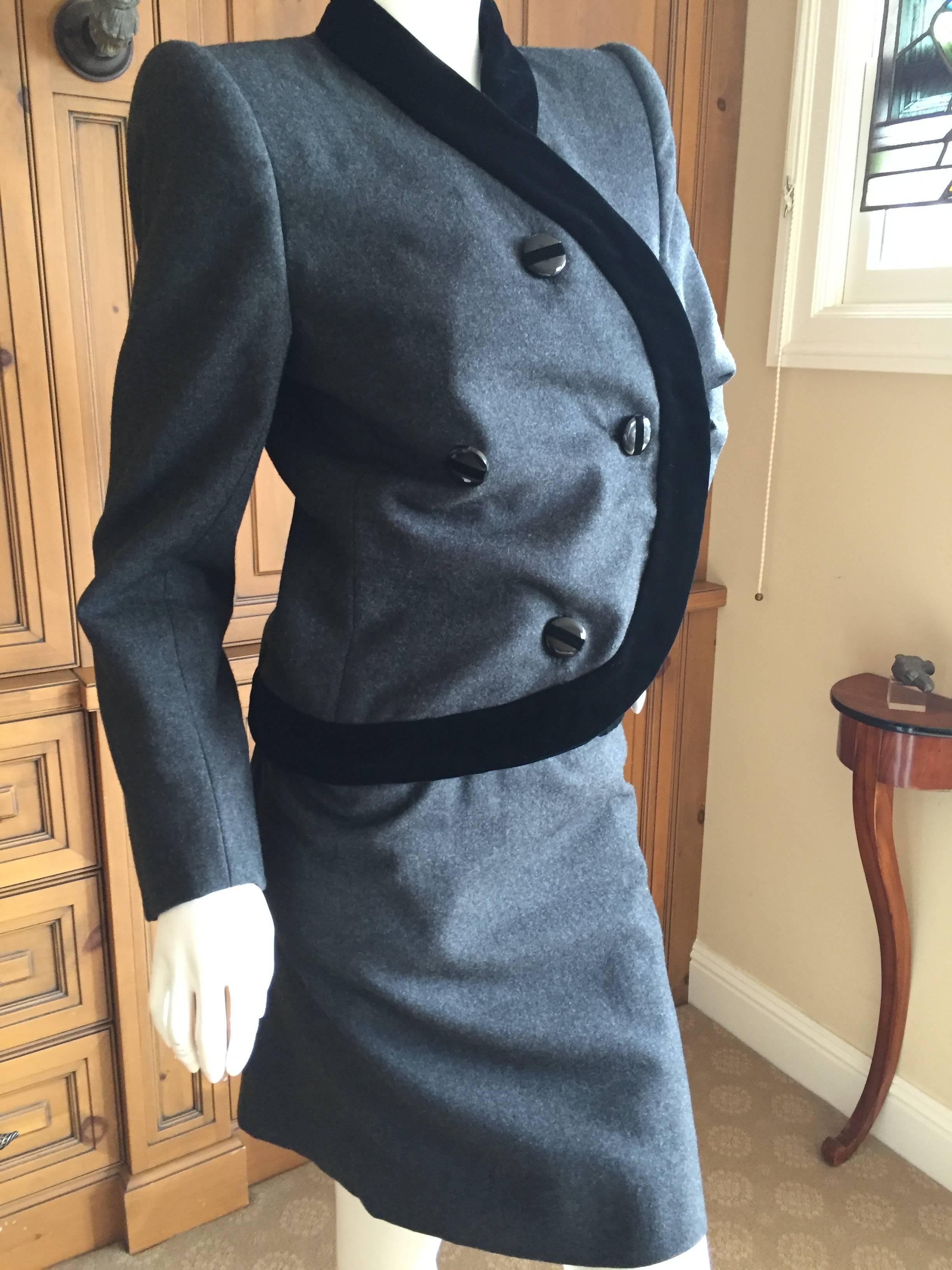 Blue Jacqueline de Ribes Paris Black and Gray Day Suit For Sale