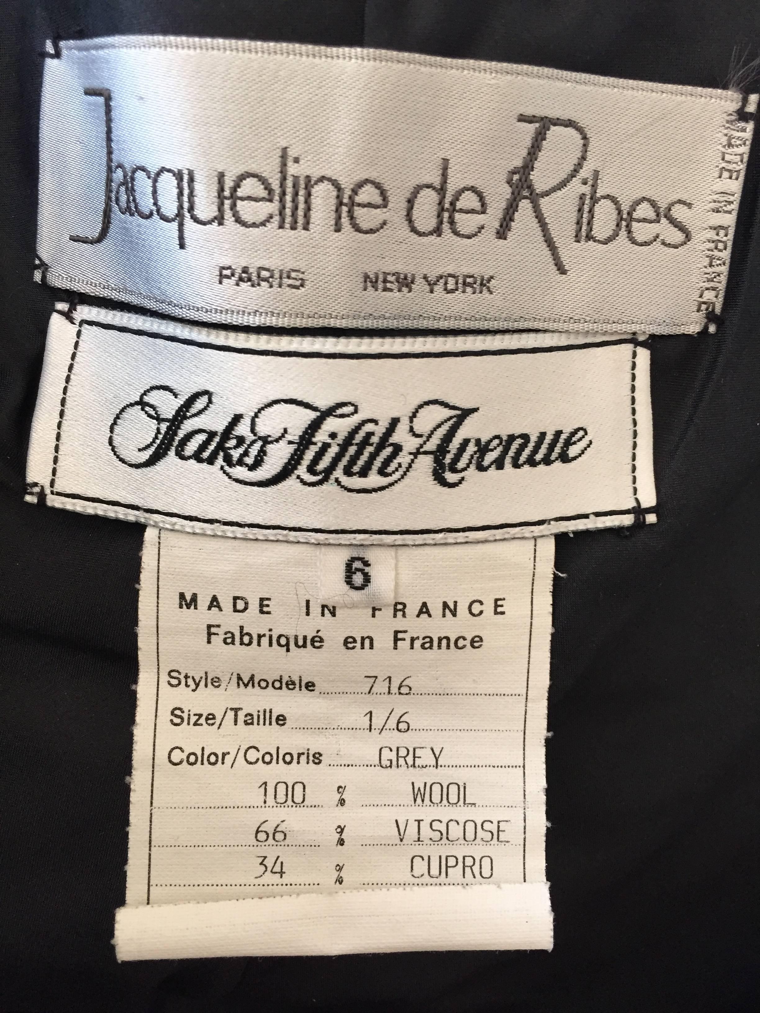 Jacqueline de Ribes Paris Black and Gray Day Suit For Sale 2
