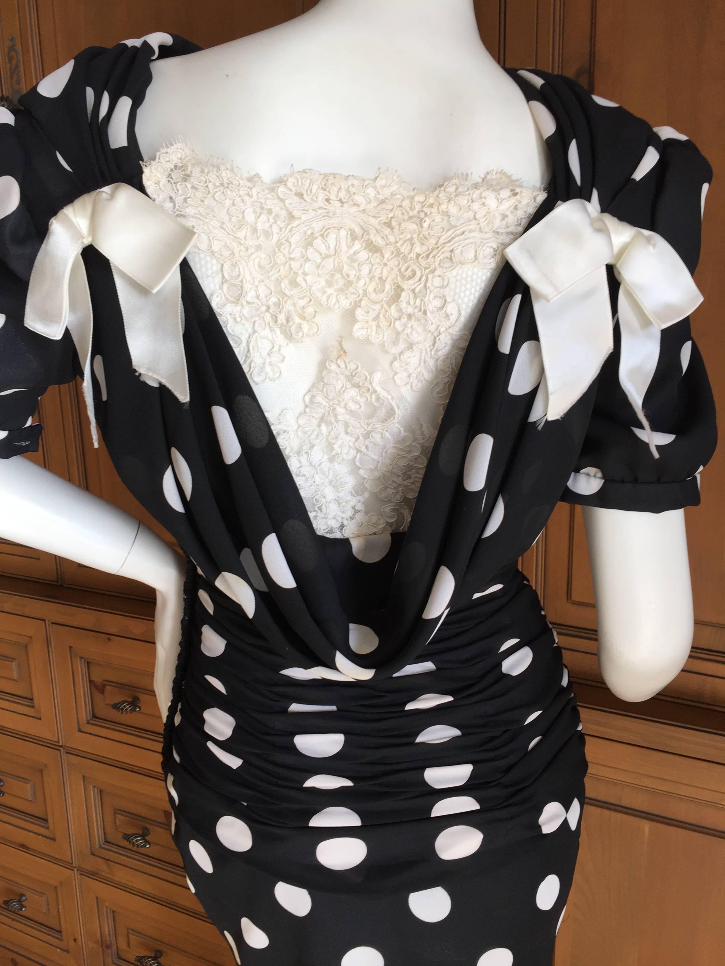 Victor Costa Neiman Marcus Polka Dot Dress In Excellent Condition For Sale In Cloverdale, CA