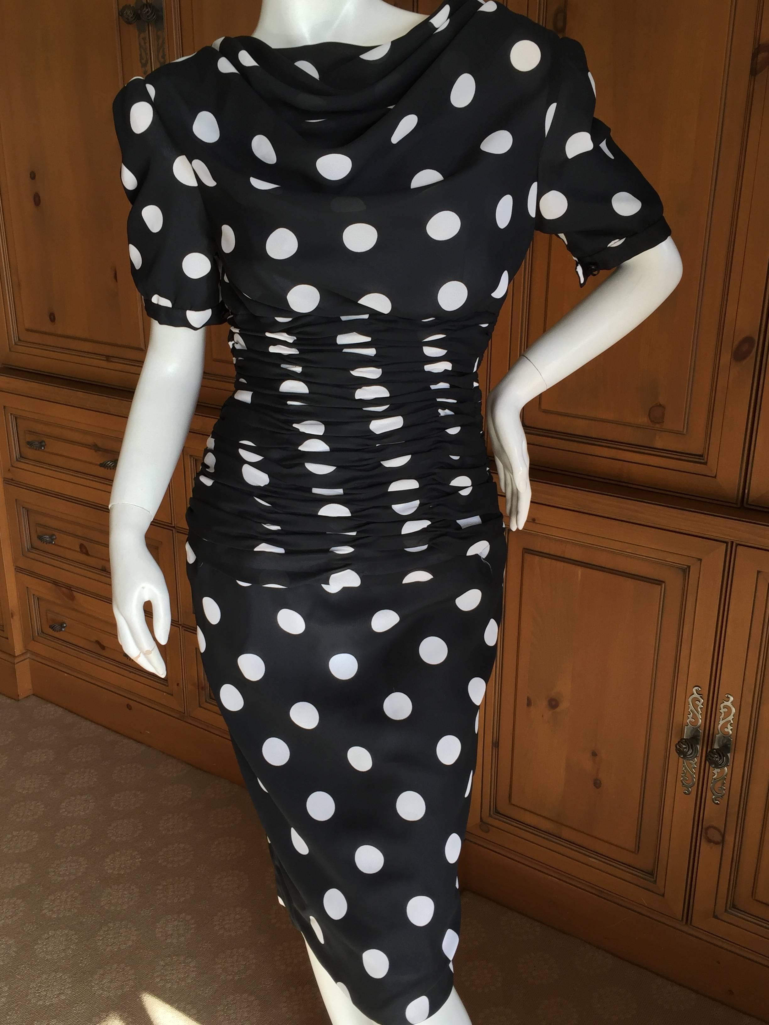 Victor Costa Neiman Marcus Polka Dot Dress For Sale 1