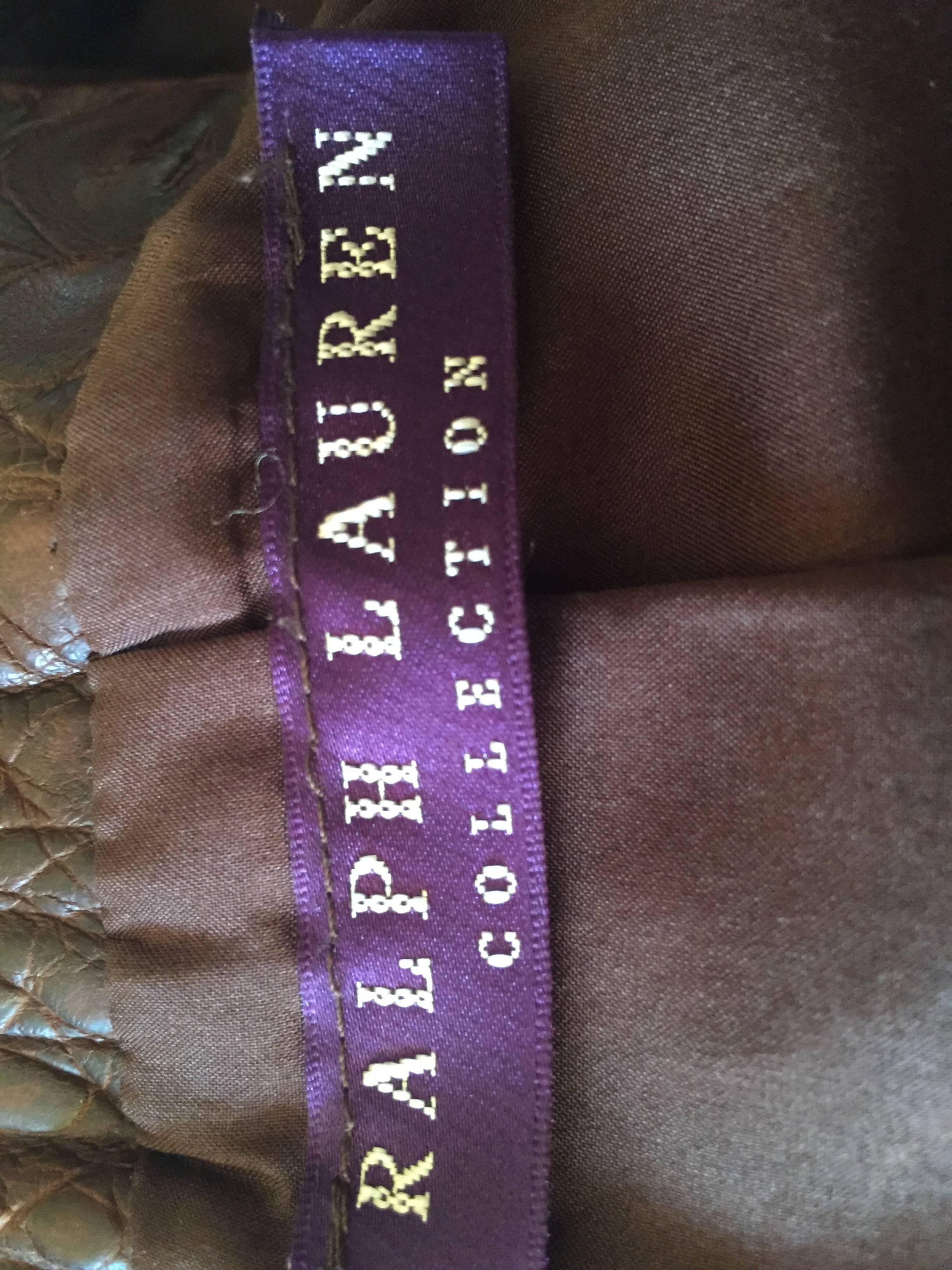 Women's or Men's Ralph Lauren Purple Label Vintage Crocodile Embossed Leather Jacket