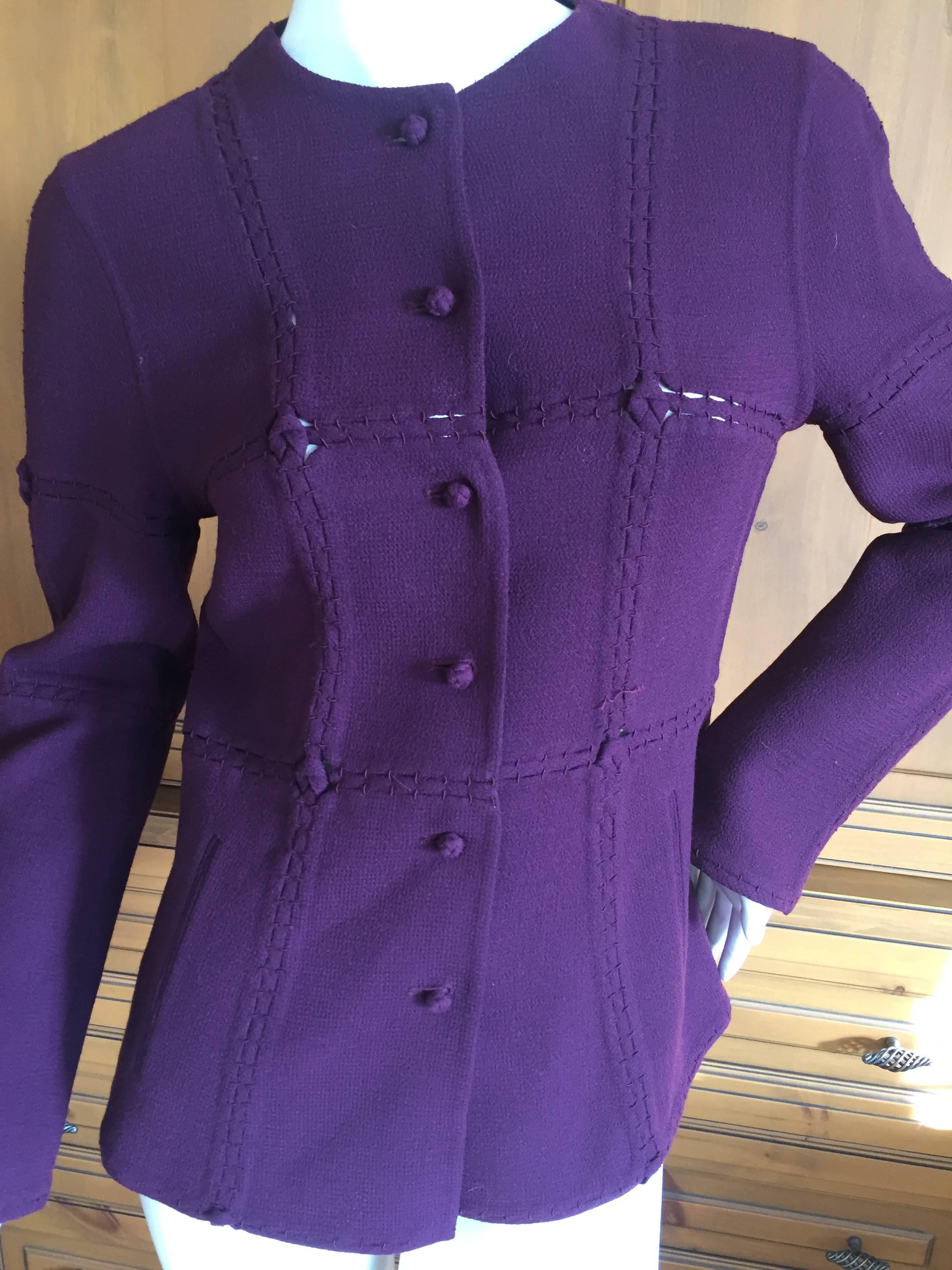 Chado Ralph Rucci Purple Jacket with Open Stitch Details  
Black Label Rucci 
This is a work of art, sublime.
The details on this are so cool. Photos don't really capture the details.
Size 6
Bust 34