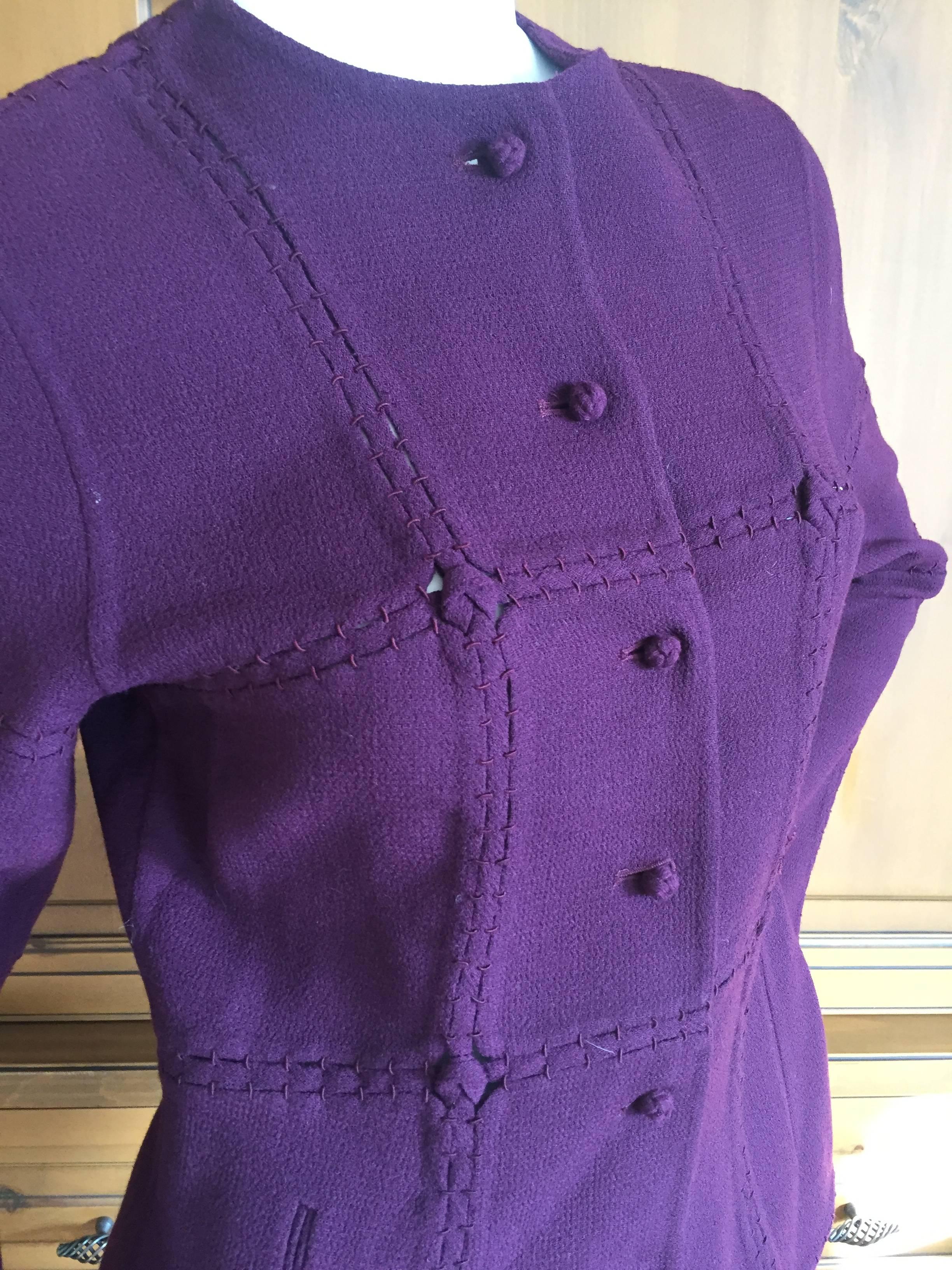 Women's Chado Ralph Rucci Purple Jacket with Open Stitch Details  For Sale