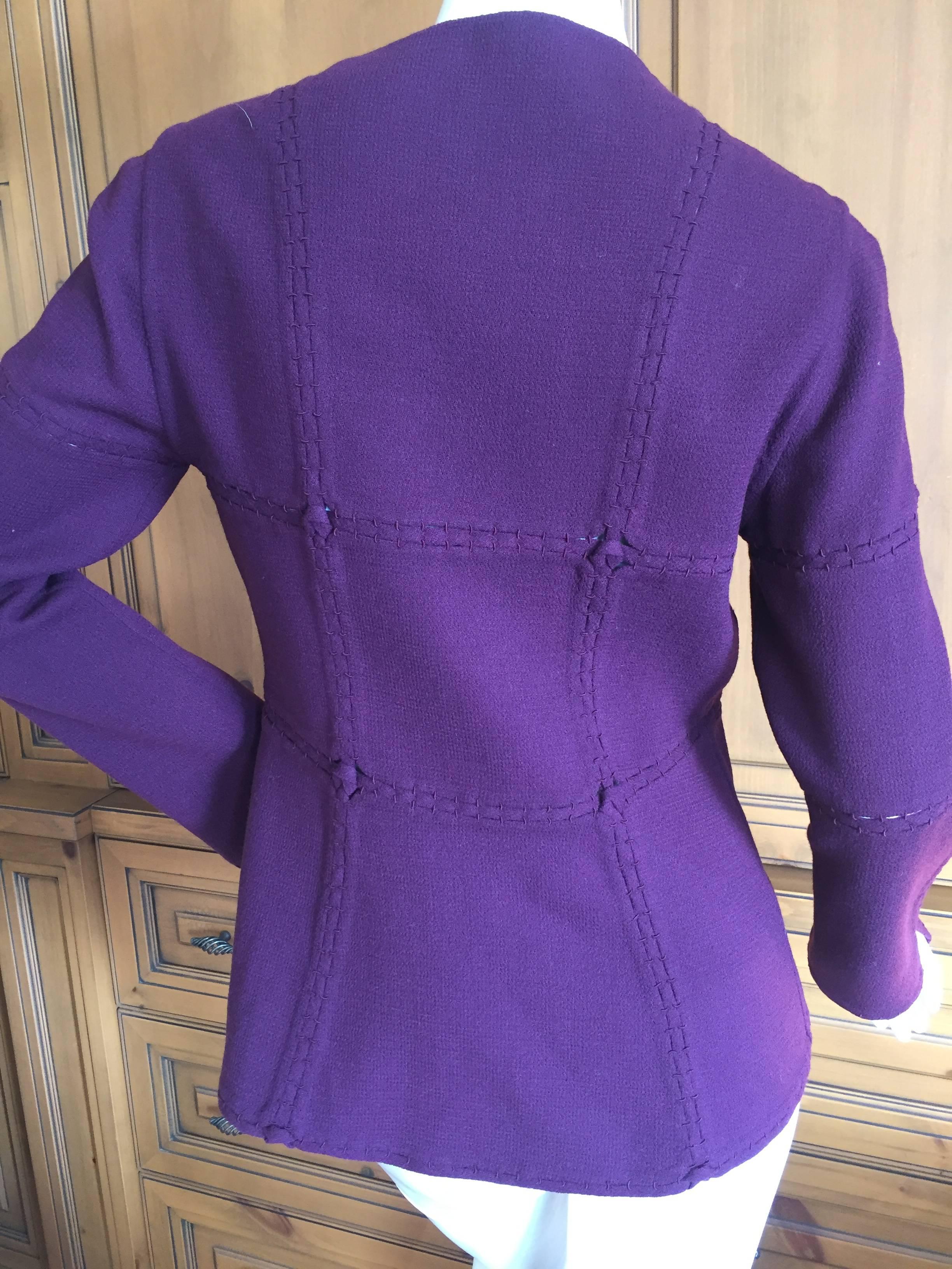 Chado Ralph Rucci Purple Jacket with Open Stitch Details  For Sale 3