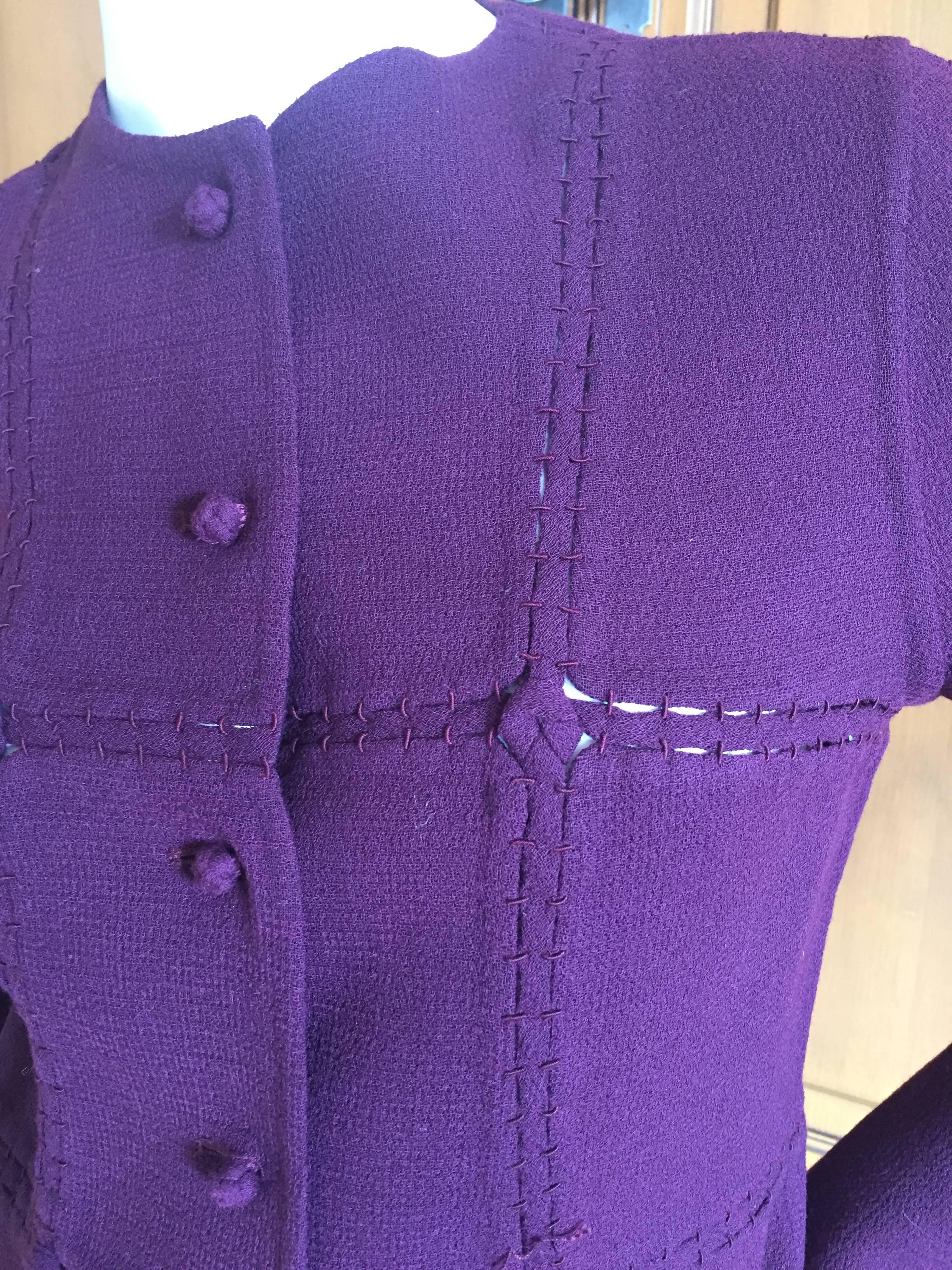 Chado Ralph Rucci Purple Jacket with Open Stitch Details  For Sale 4