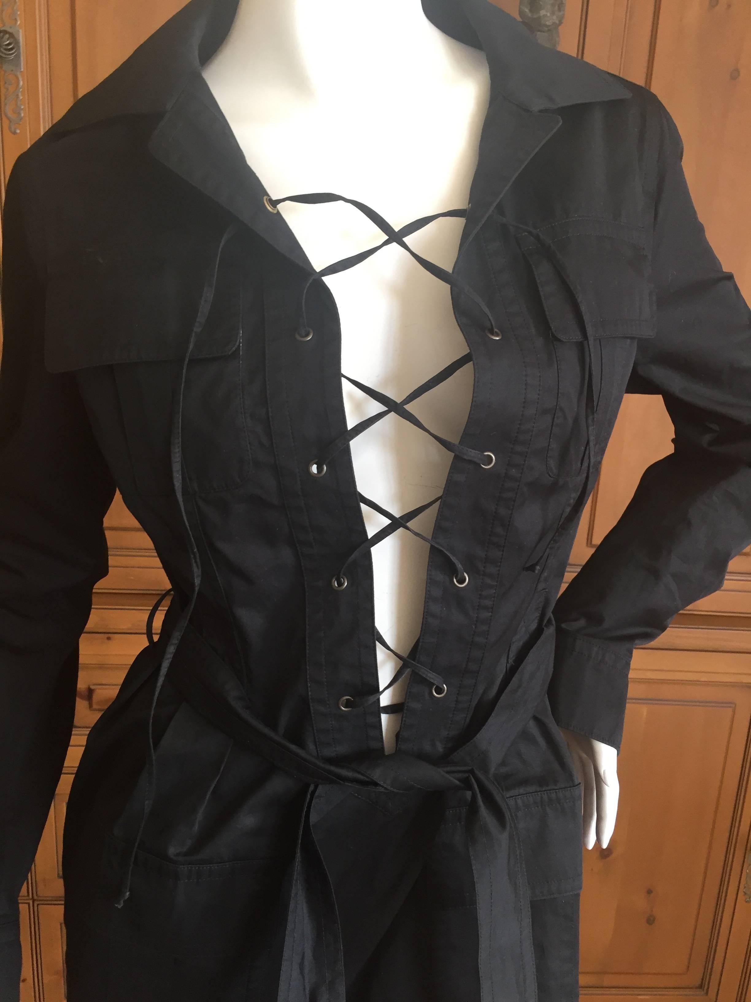 Yves Saint Laurent Tom Ford Black Cotton Safari Dress For Sale 3