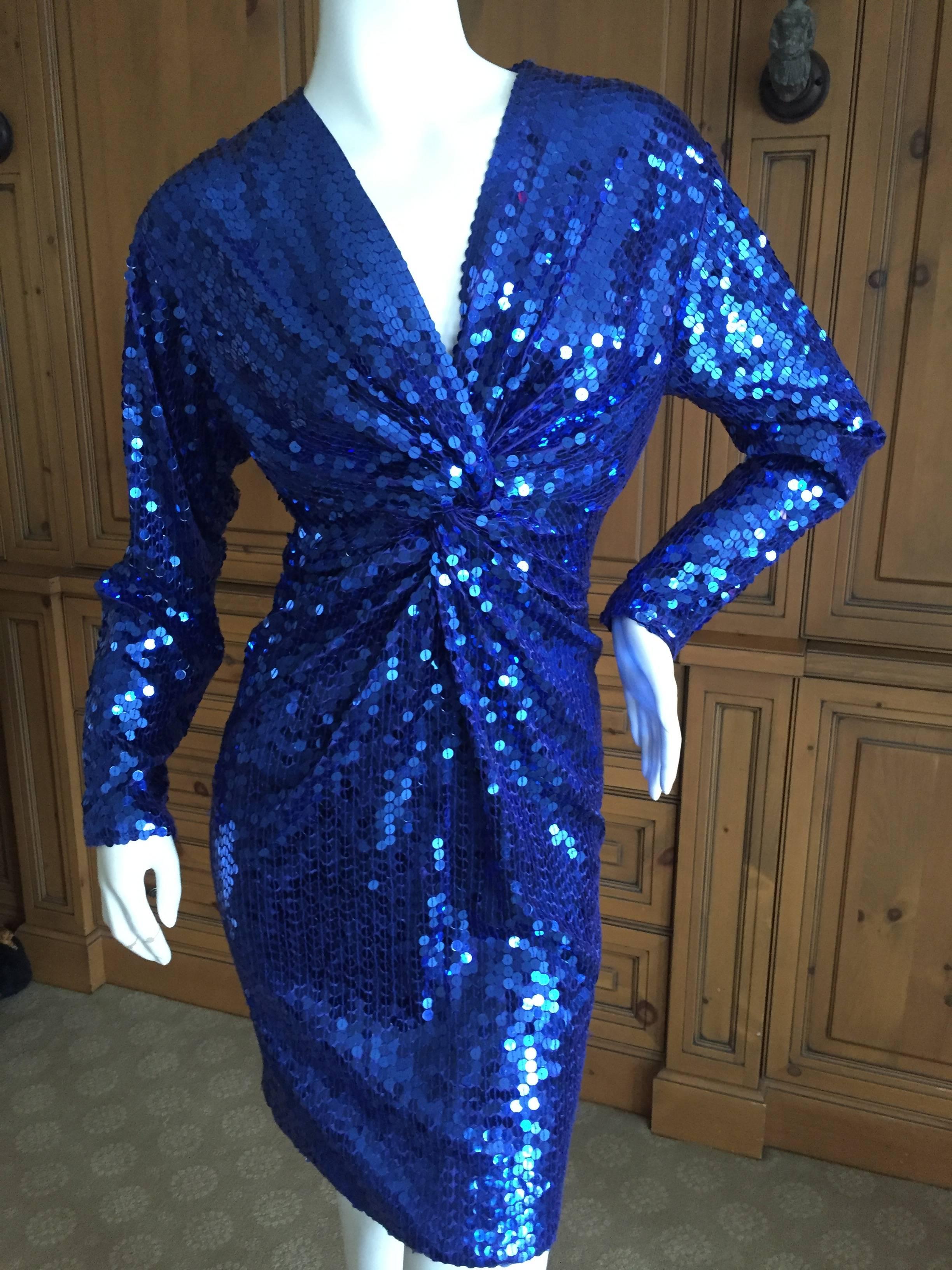 Oleg Cassini 1970's Sequin Disco Era Dress In Excellent Condition For Sale In Cloverdale, CA