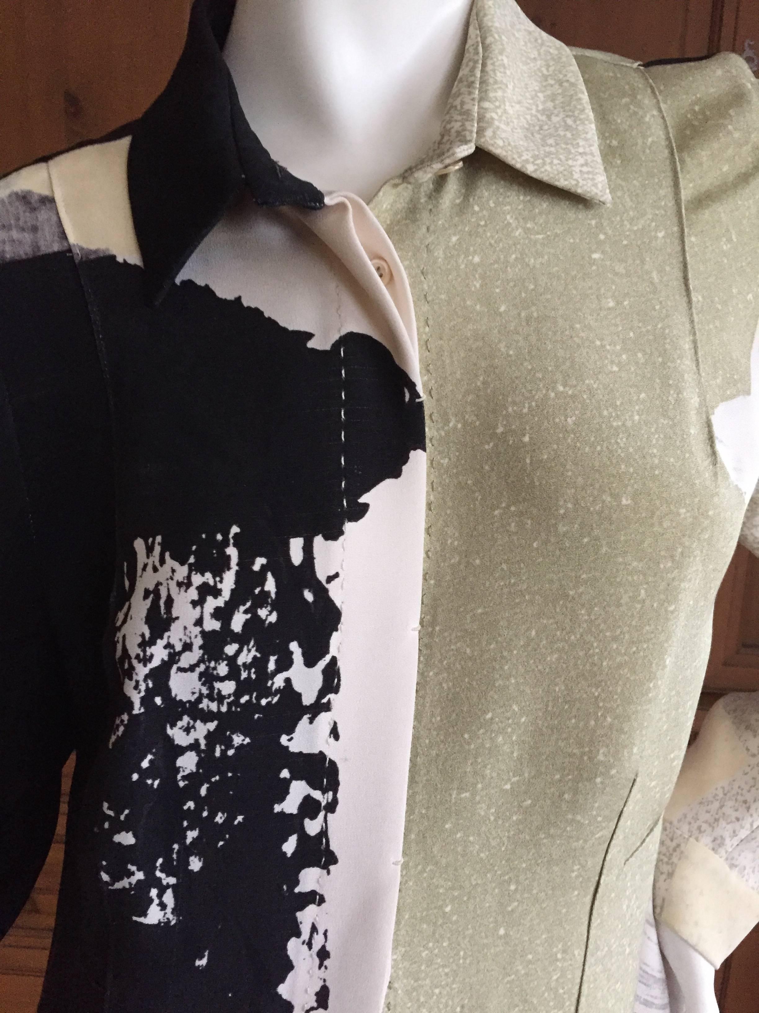 Gray Chado Ralph Rucci Hand Painted Silk Blouse