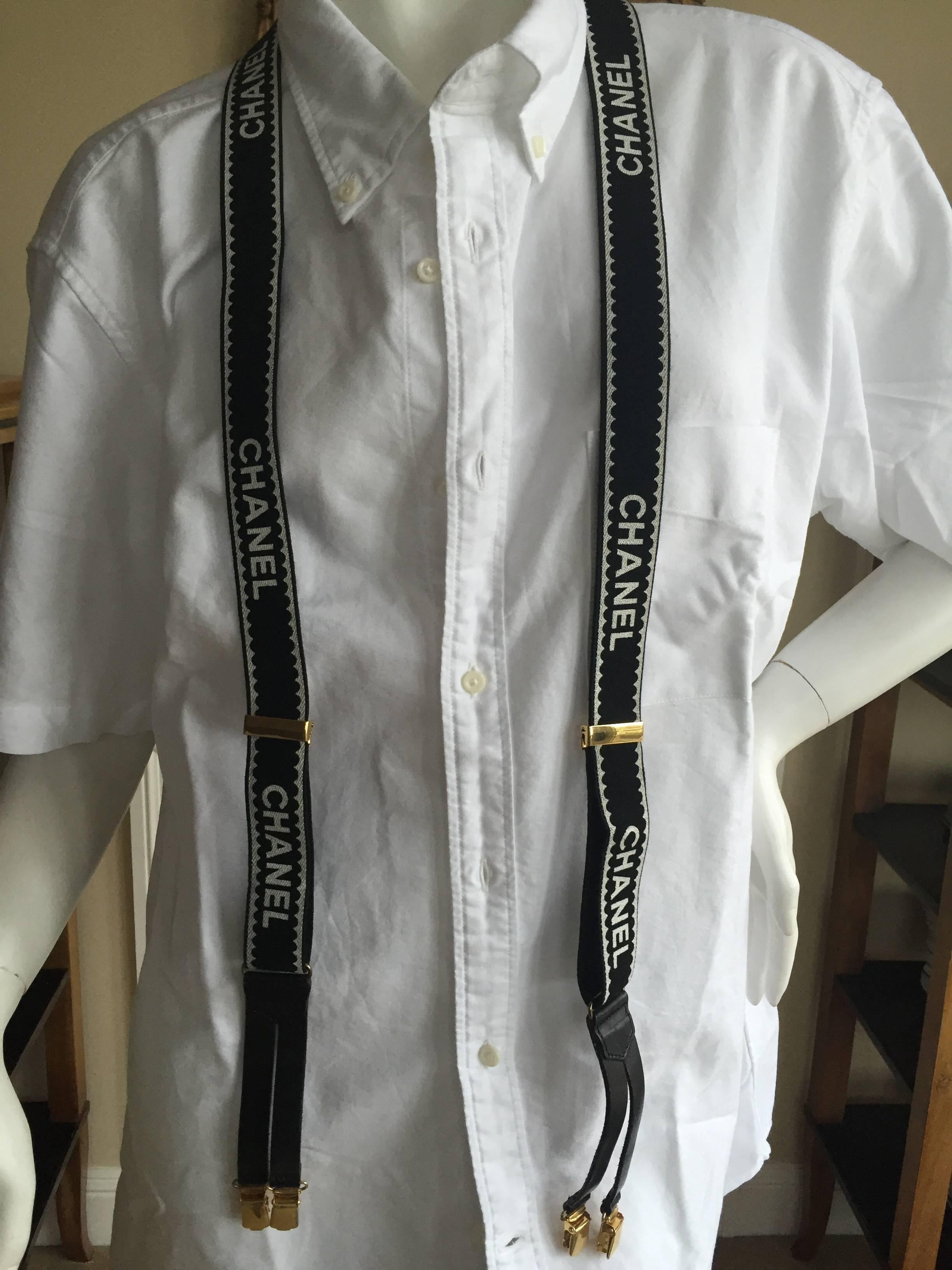 Black Chanel Suspenders in Pristine Condition