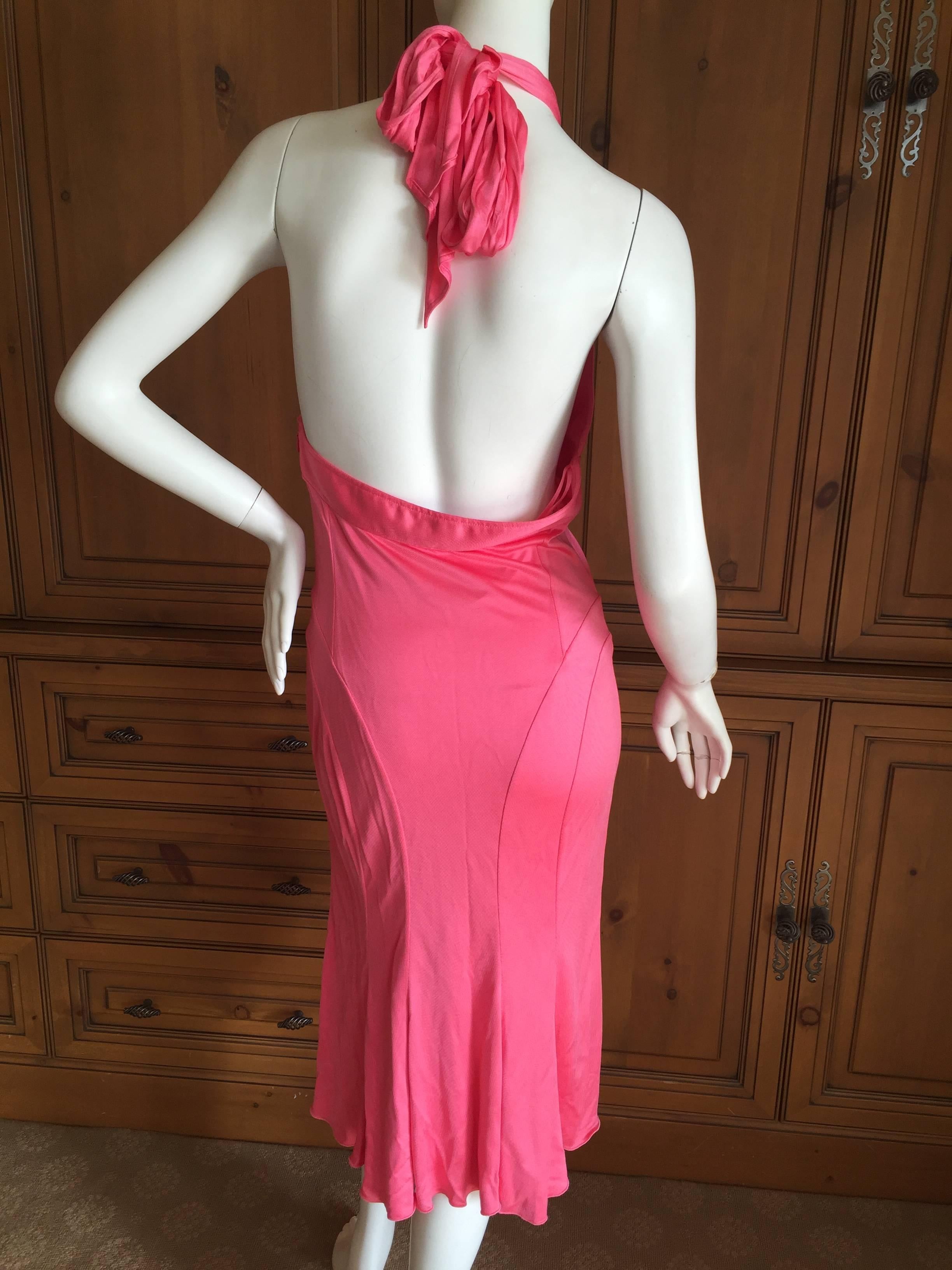 Versace Backless Pink Cocktail Dress with Large Gold Medusa Buckle 1