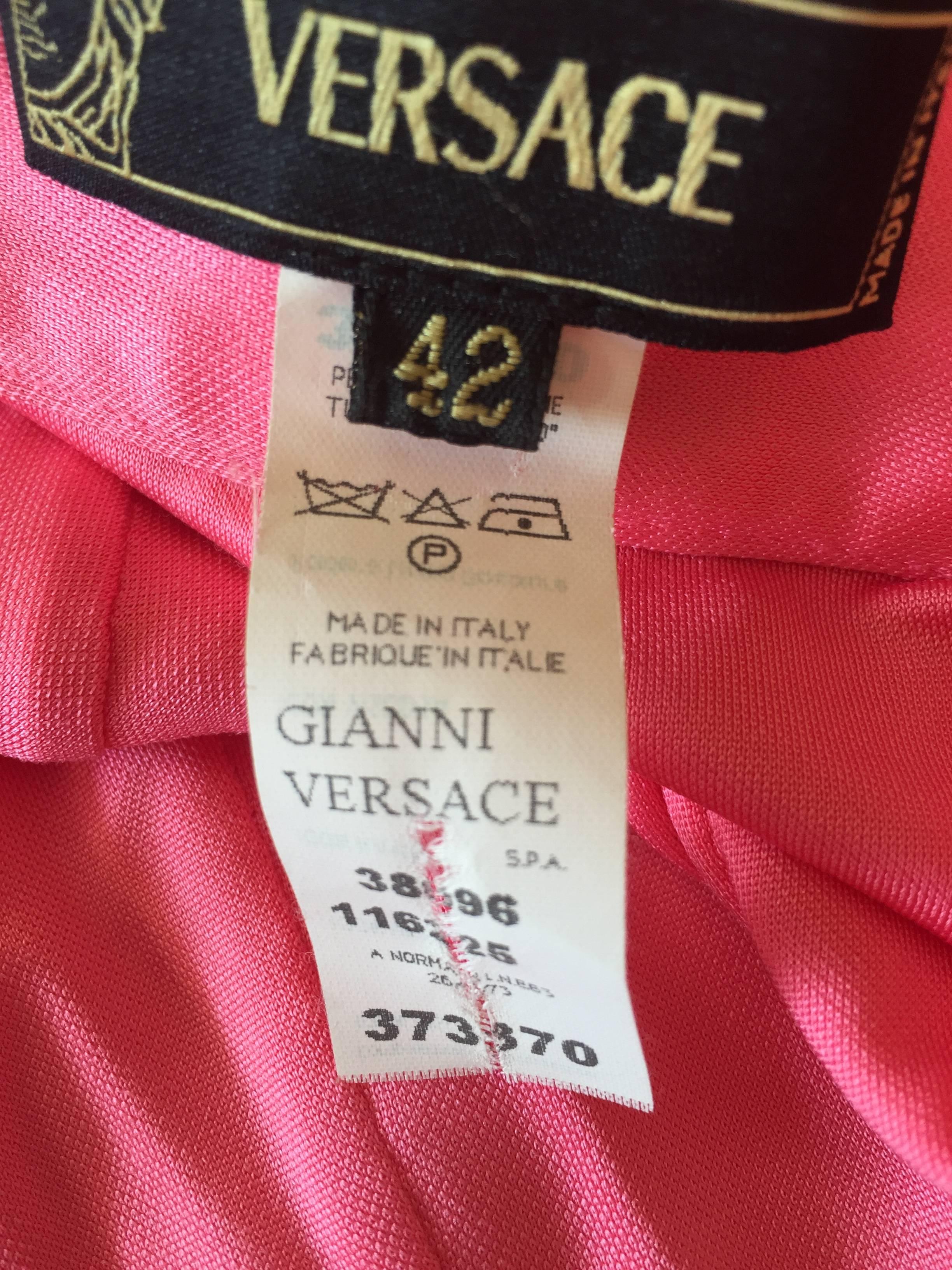 Versace Backless Pink Cocktail Dress with Large Gold Medusa Buckle 5