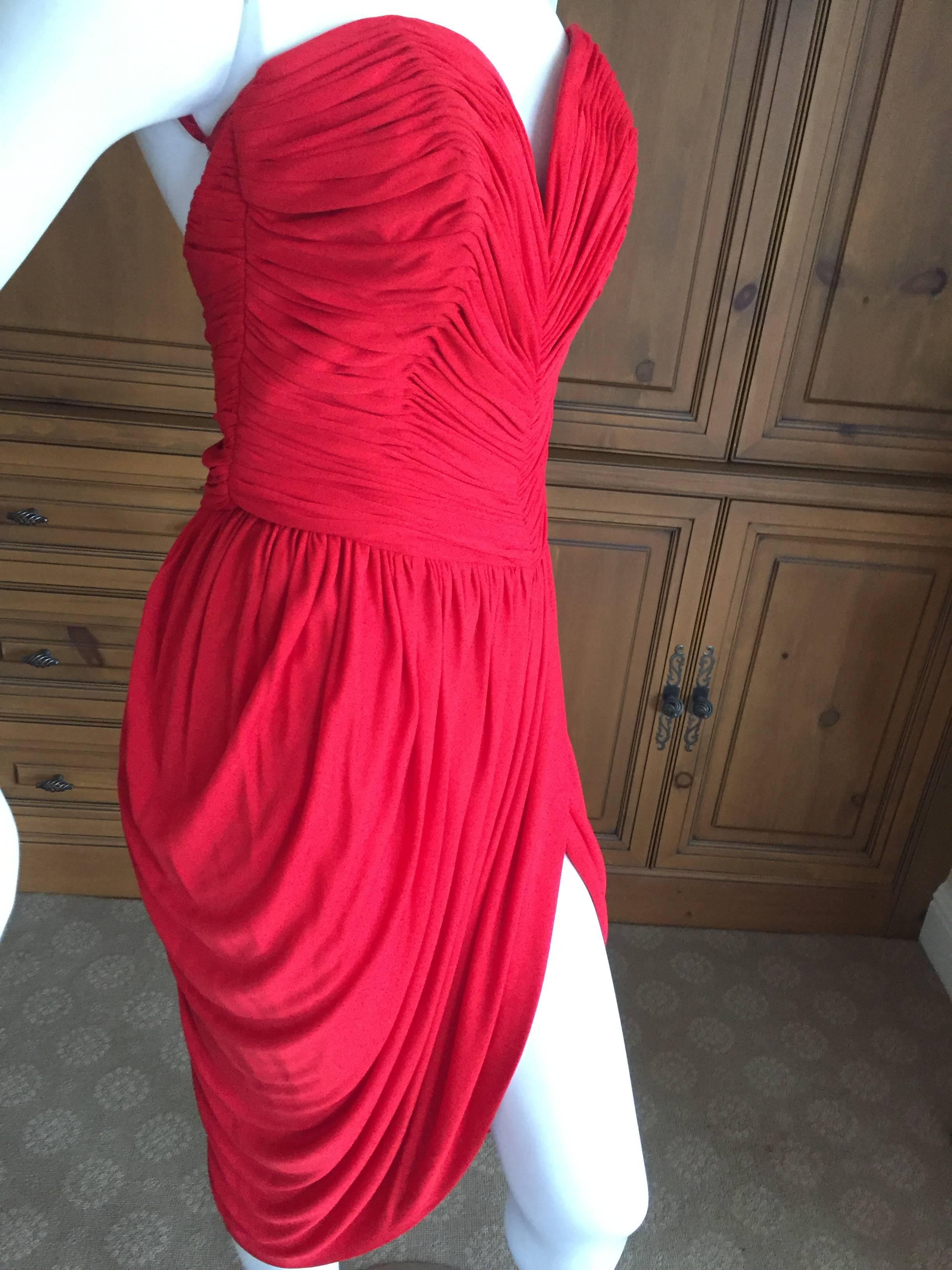 Vicky Tiel Paris Sexy Red Cocktail Dress In Excellent Condition For Sale In Cloverdale, CA