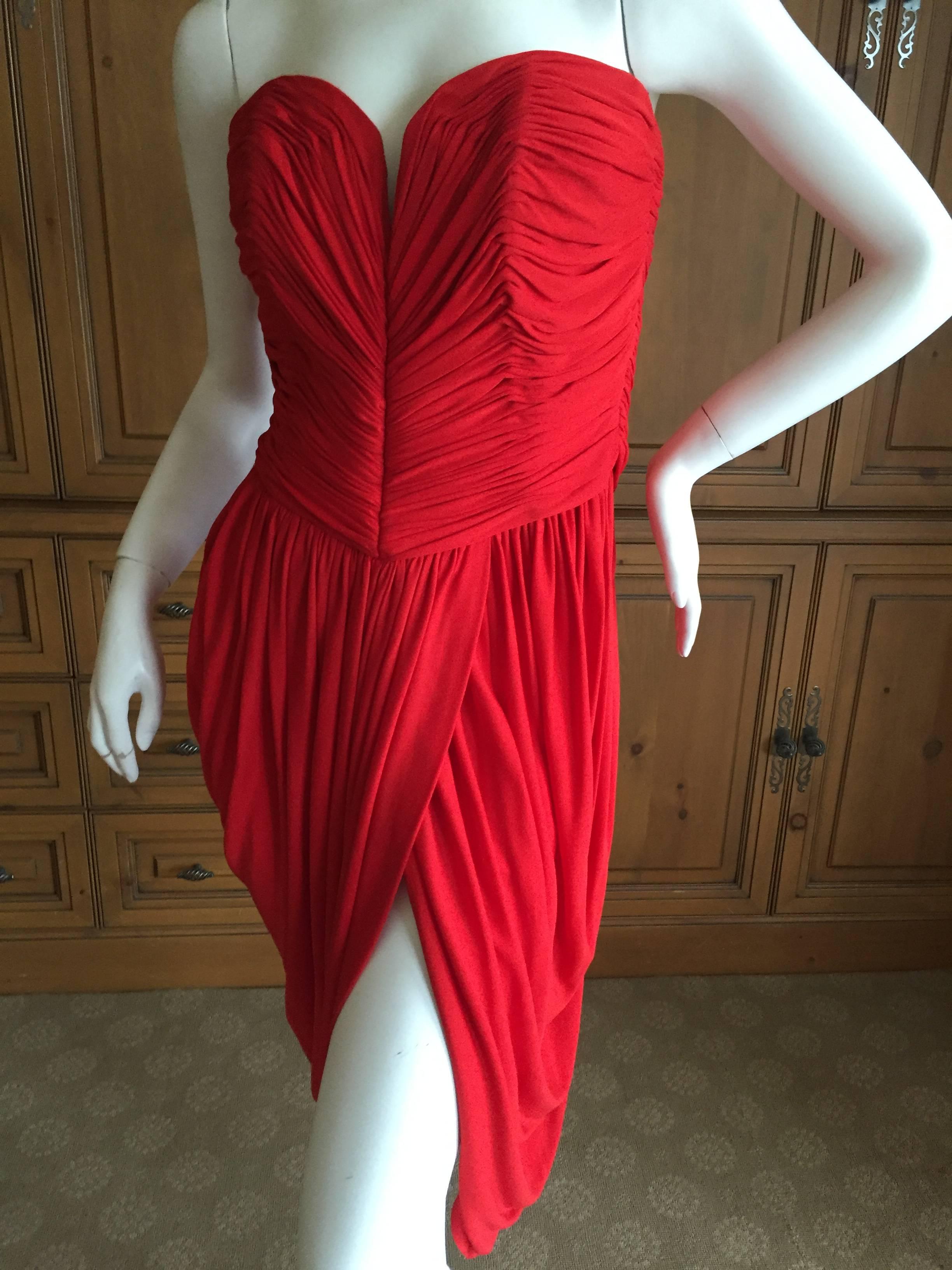 Vicky Tiel Paris Sexy Red Cocktail Dress For Sale 1