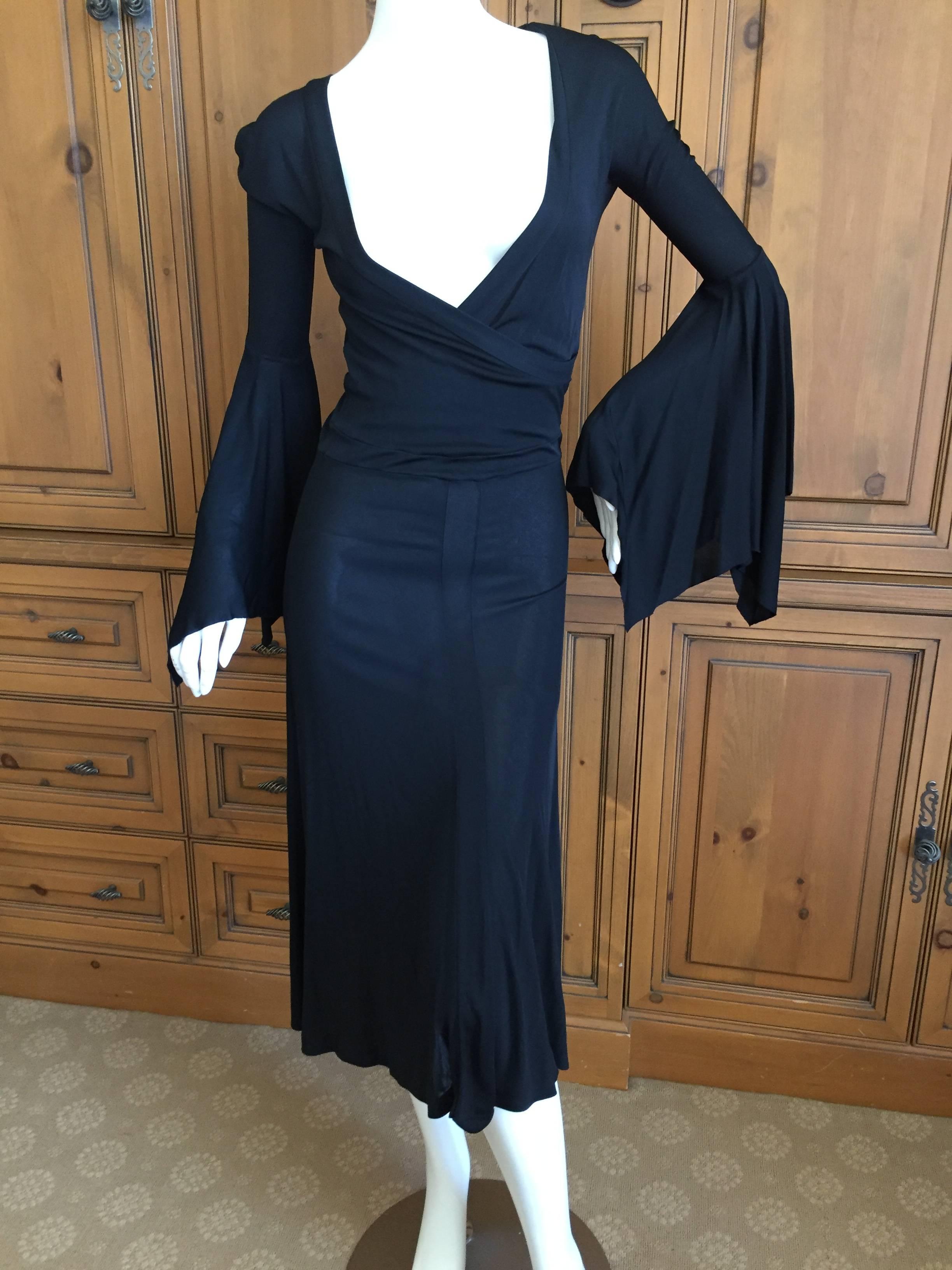 Black Tom Ford Yves Saint Laurent Bell Sleeve Dress