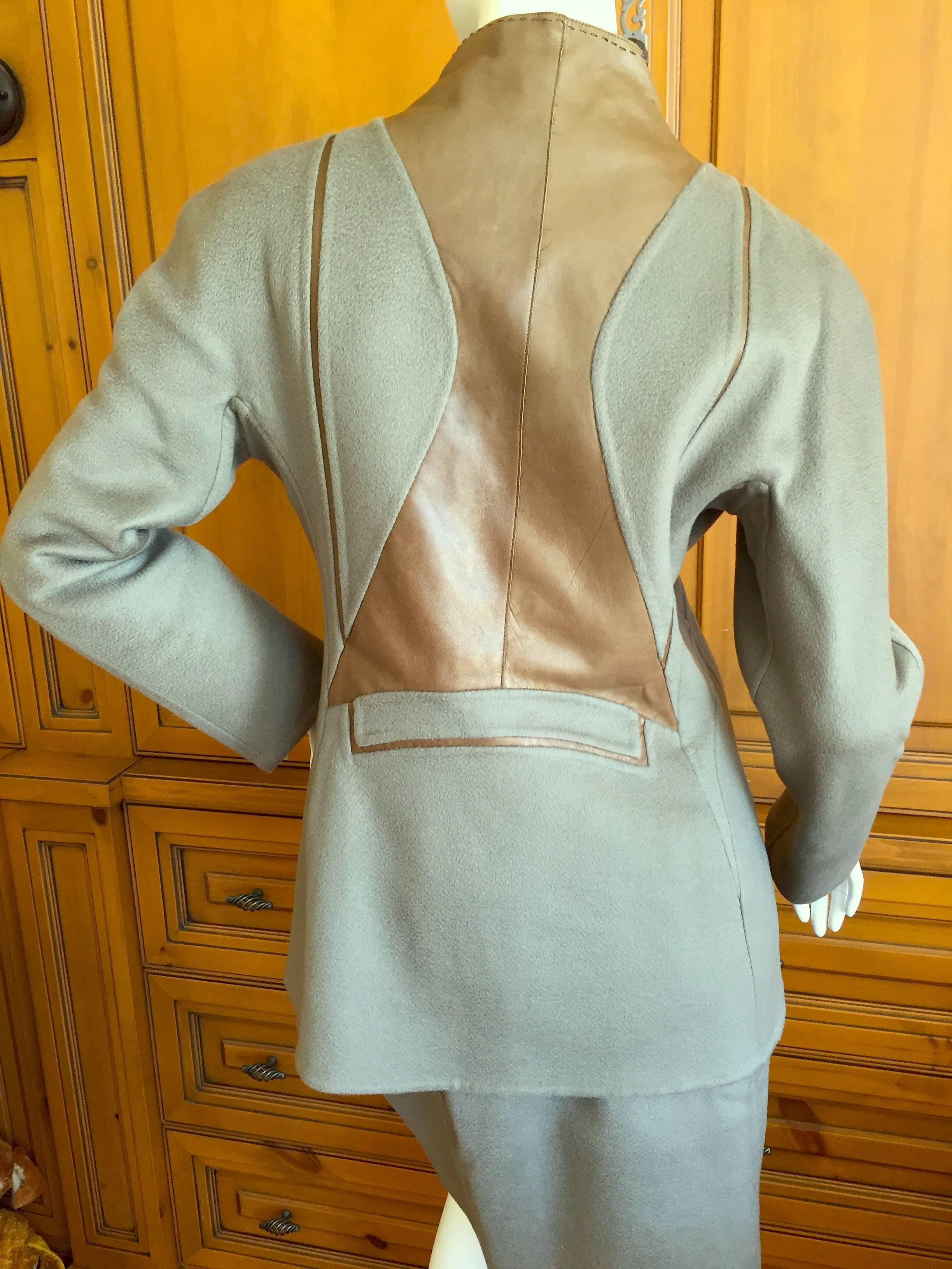 Gray Chado Ralph Rucci Pure Cashmere & Leather Suit  For Sale