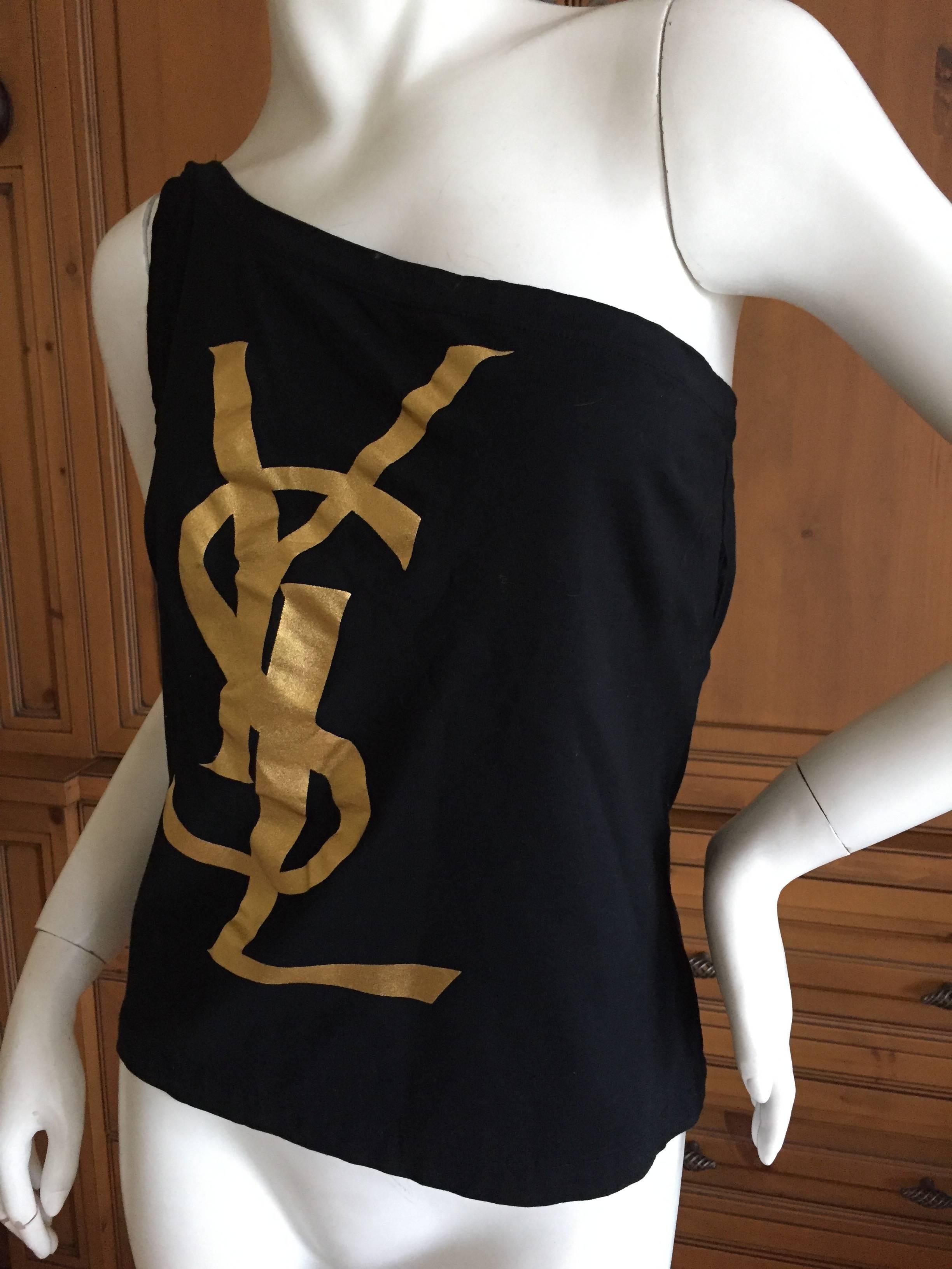Yves Saint Laurent Cassandre Logo Vintage One Shoulder Top In Excellent Condition In Cloverdale, CA