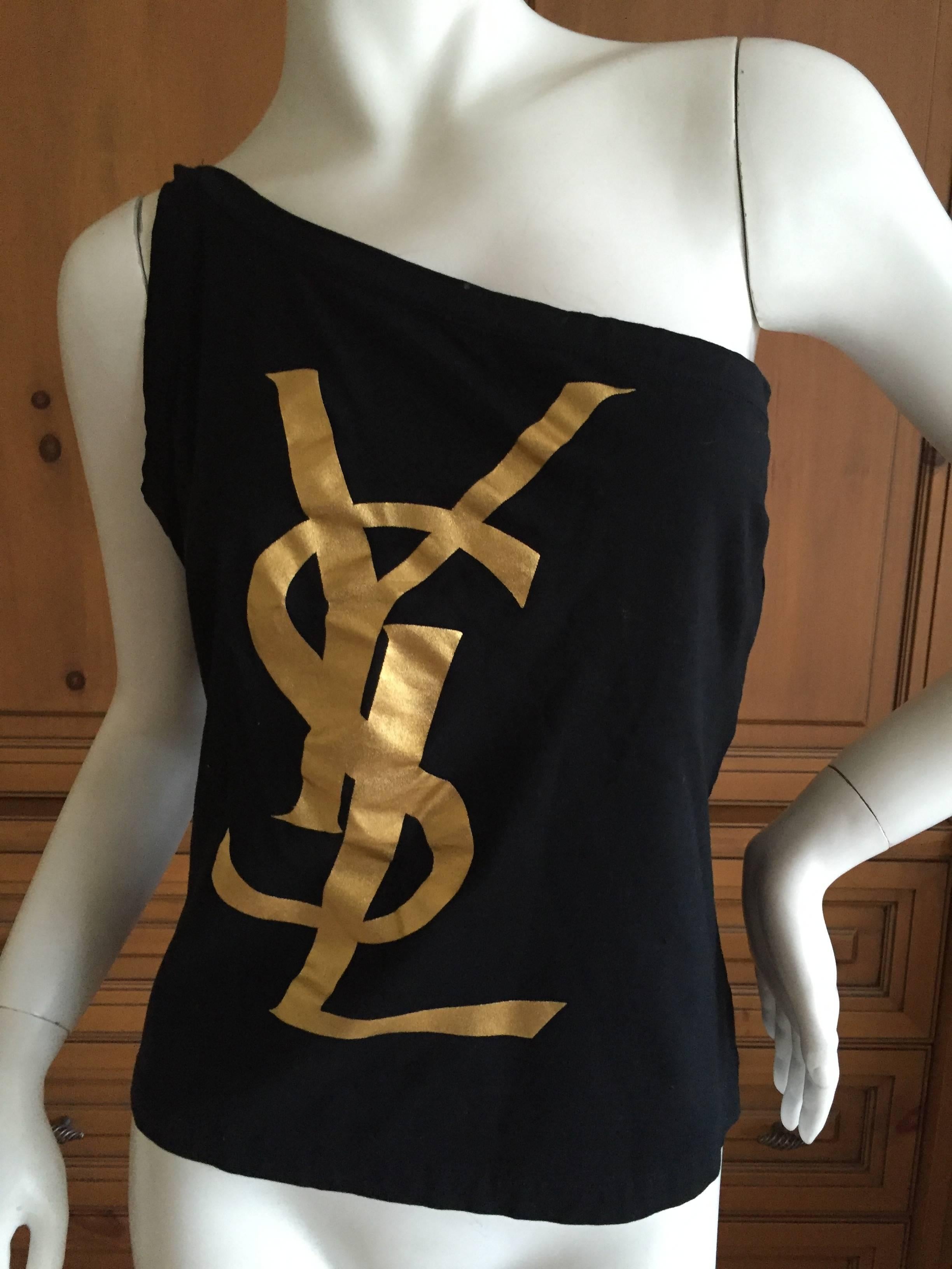 Women's Yves Saint Laurent Cassandre Logo Vintage One Shoulder Top