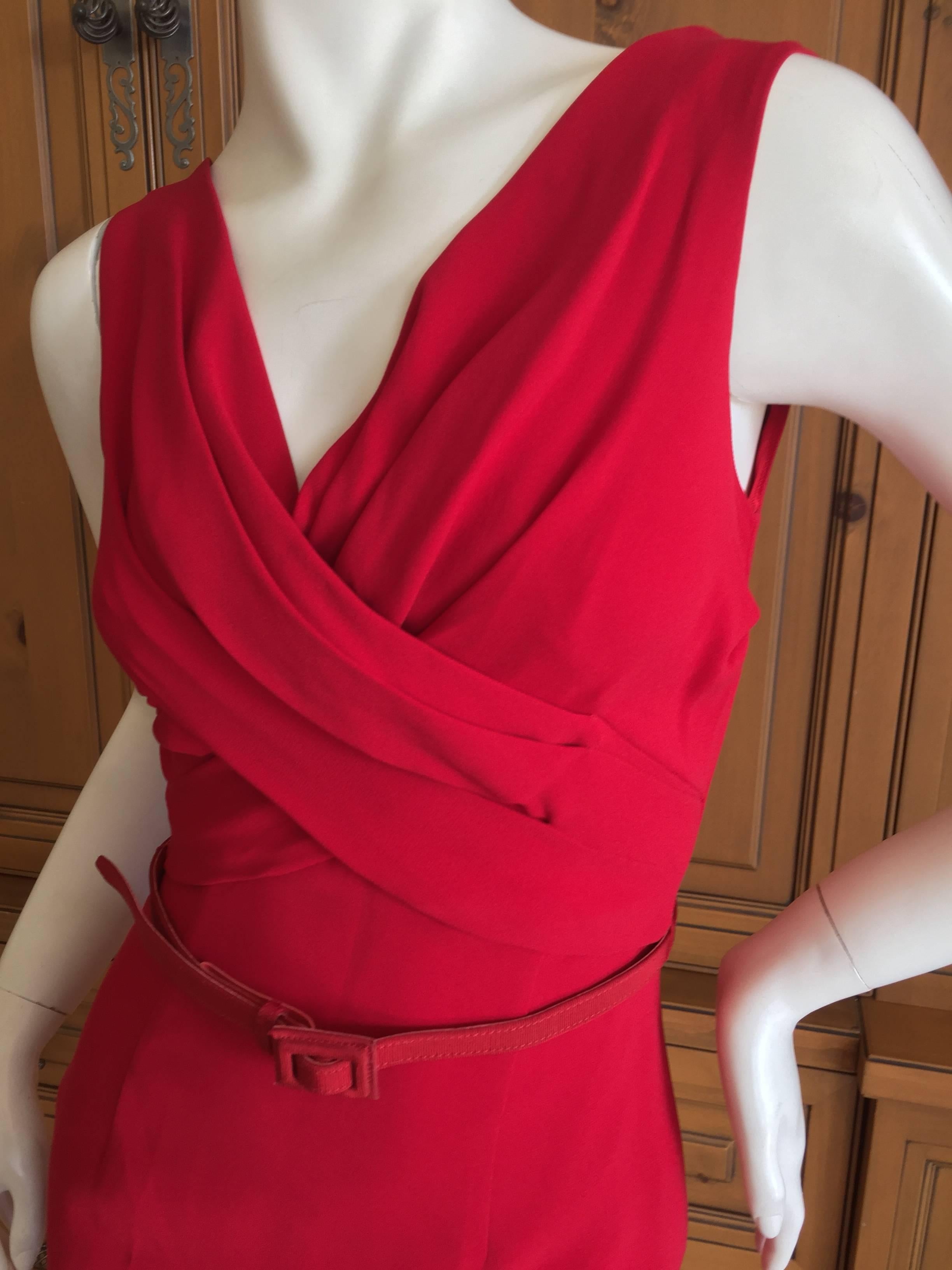 Dior by John Galliano Red Belted Dress In Excellent Condition In Cloverdale, CA