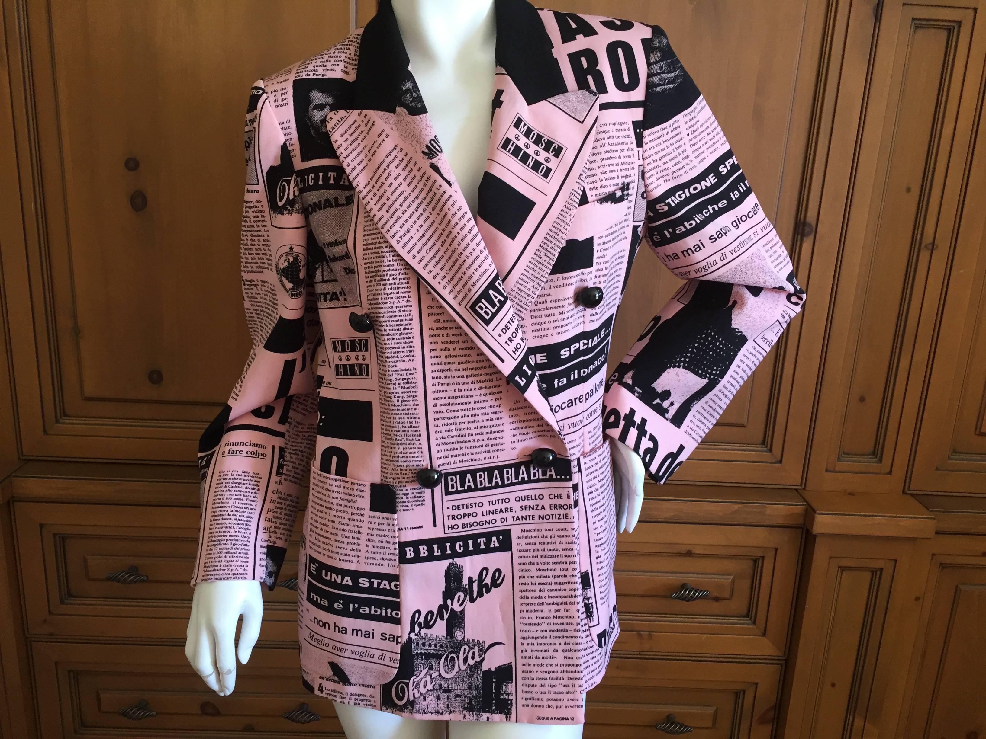 Moschino Couture Newsprint Jacket 1