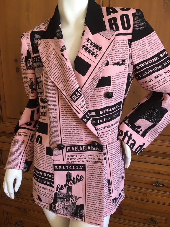 Moschino Couture Newsprint Jacket at 1stDibs