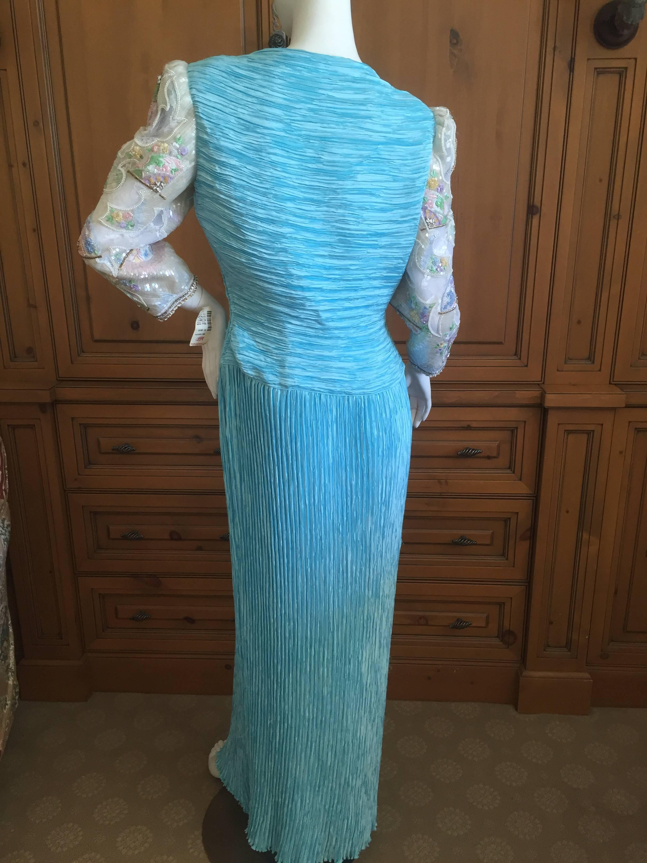 turquoise evening dress with sleeves