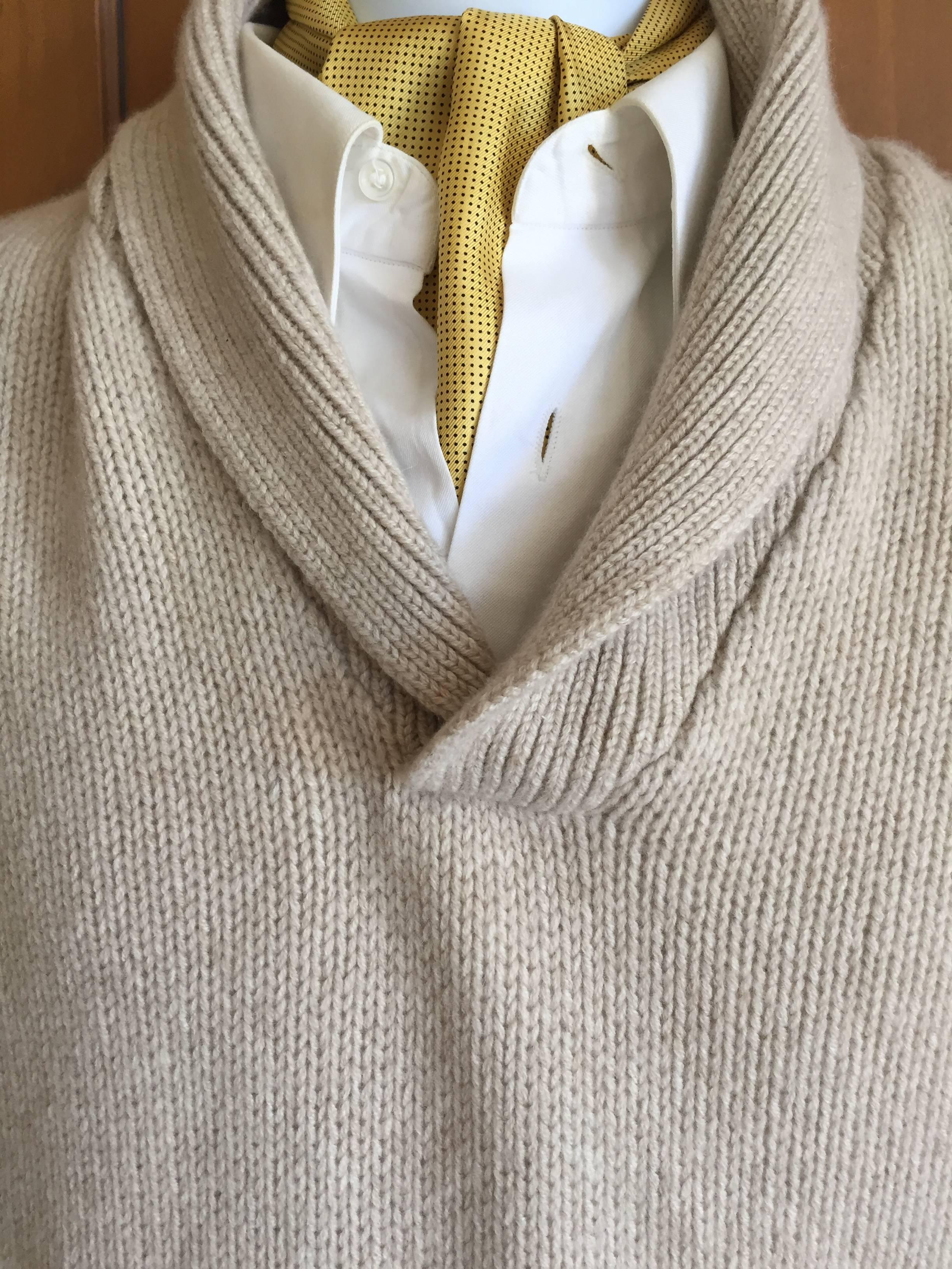 Loro Piana Gentlemans Baby Cashmere Shawl Collar Sweater In New Condition In Cloverdale, CA