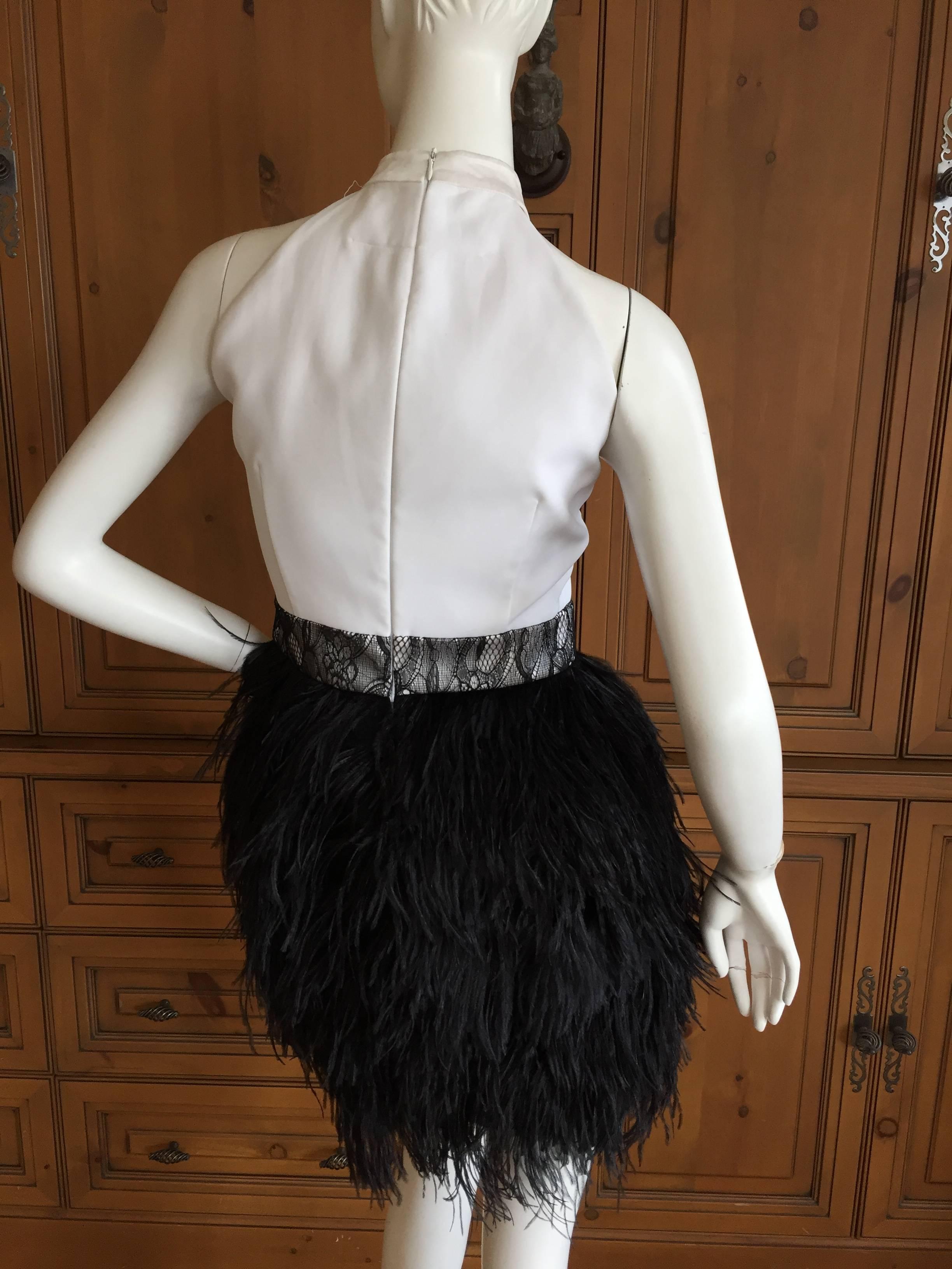Black Givenchy by Riccardo Tischi Cocktail Dress with Feather Skirt
