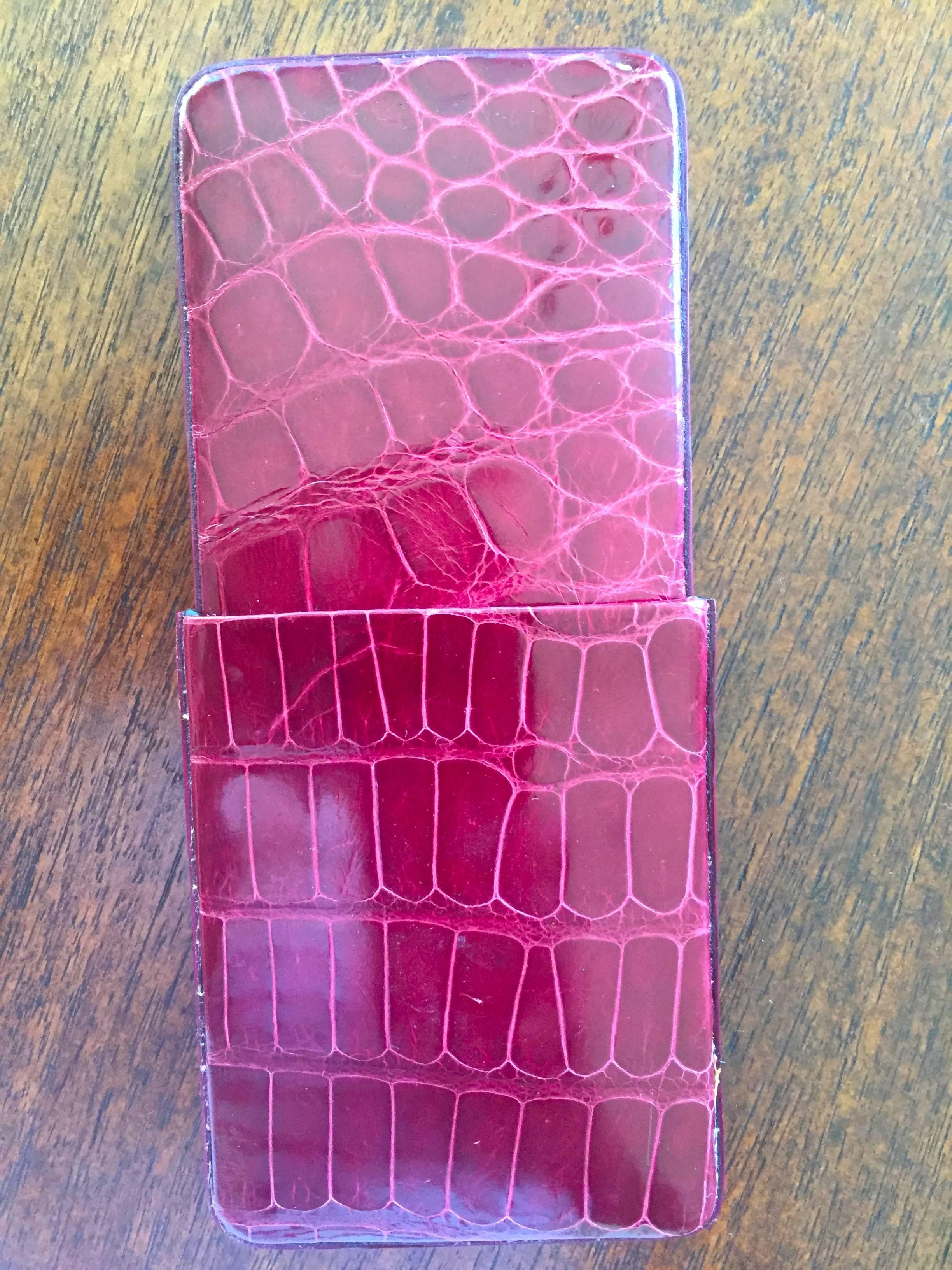 Pink Tom Ford Era Gucci Red Alligator Cigarette Case For Sale