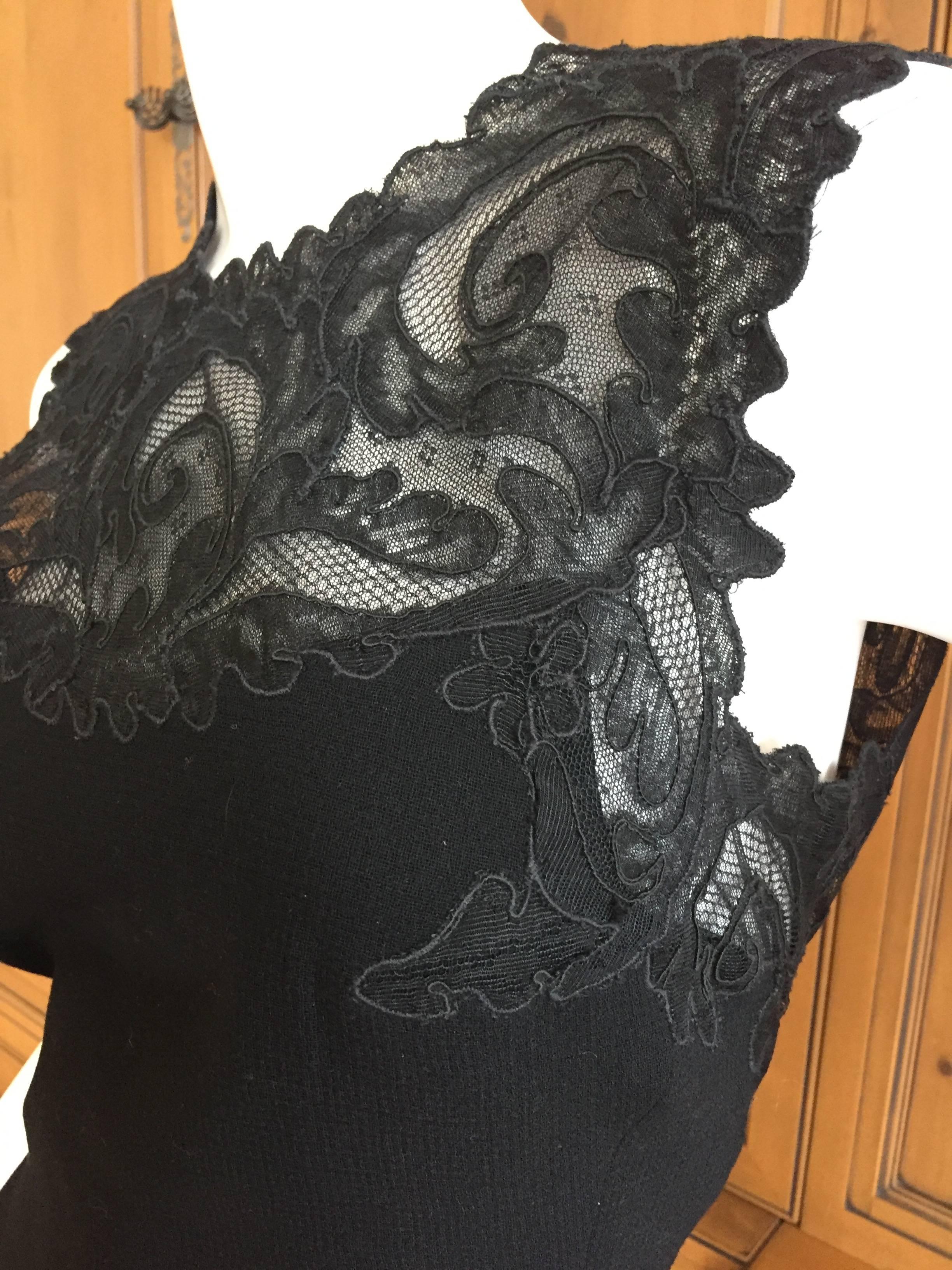 Women's Gianni Versace Couture Lace Accented Little Black Dress For Sale