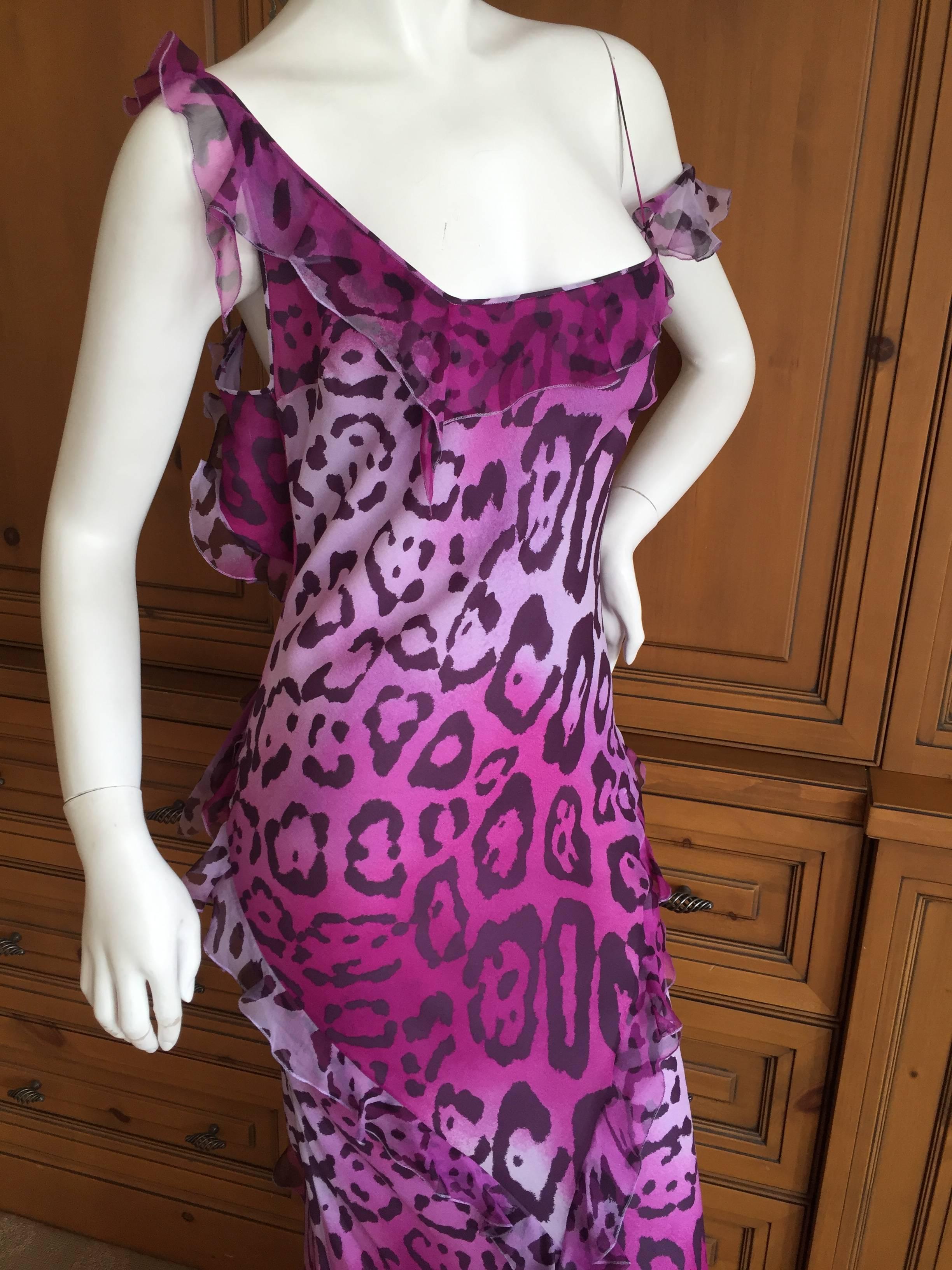 Purple Christian Dior by John Galliano Bias Cut Leopard Dress For Sale