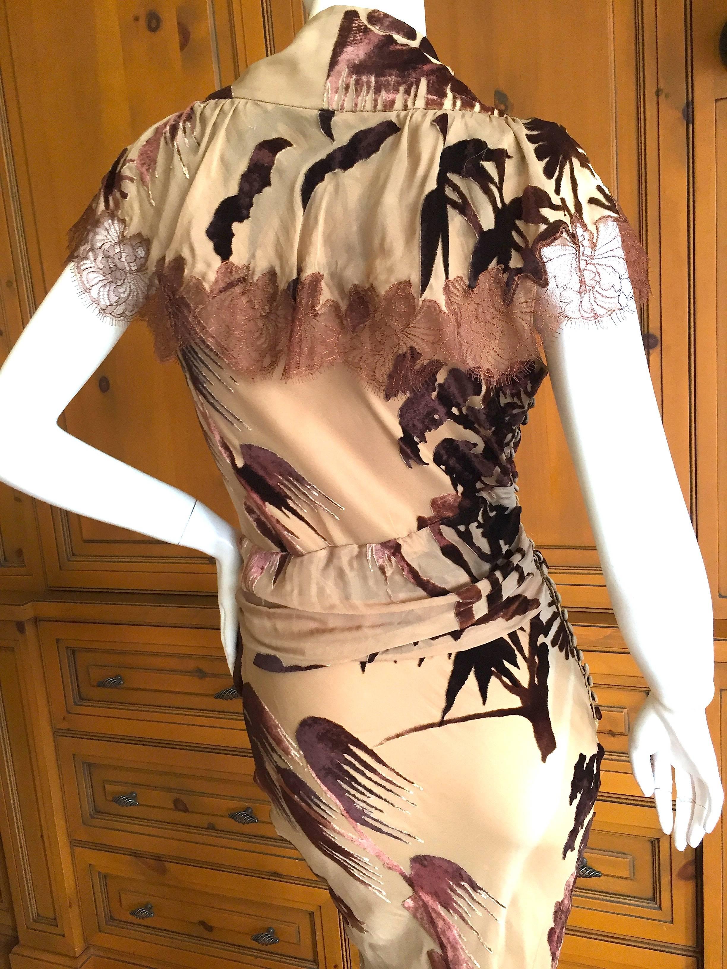 John Galliano Romantic 30's Style Devore Velvet Dress with Lace Capelet 1