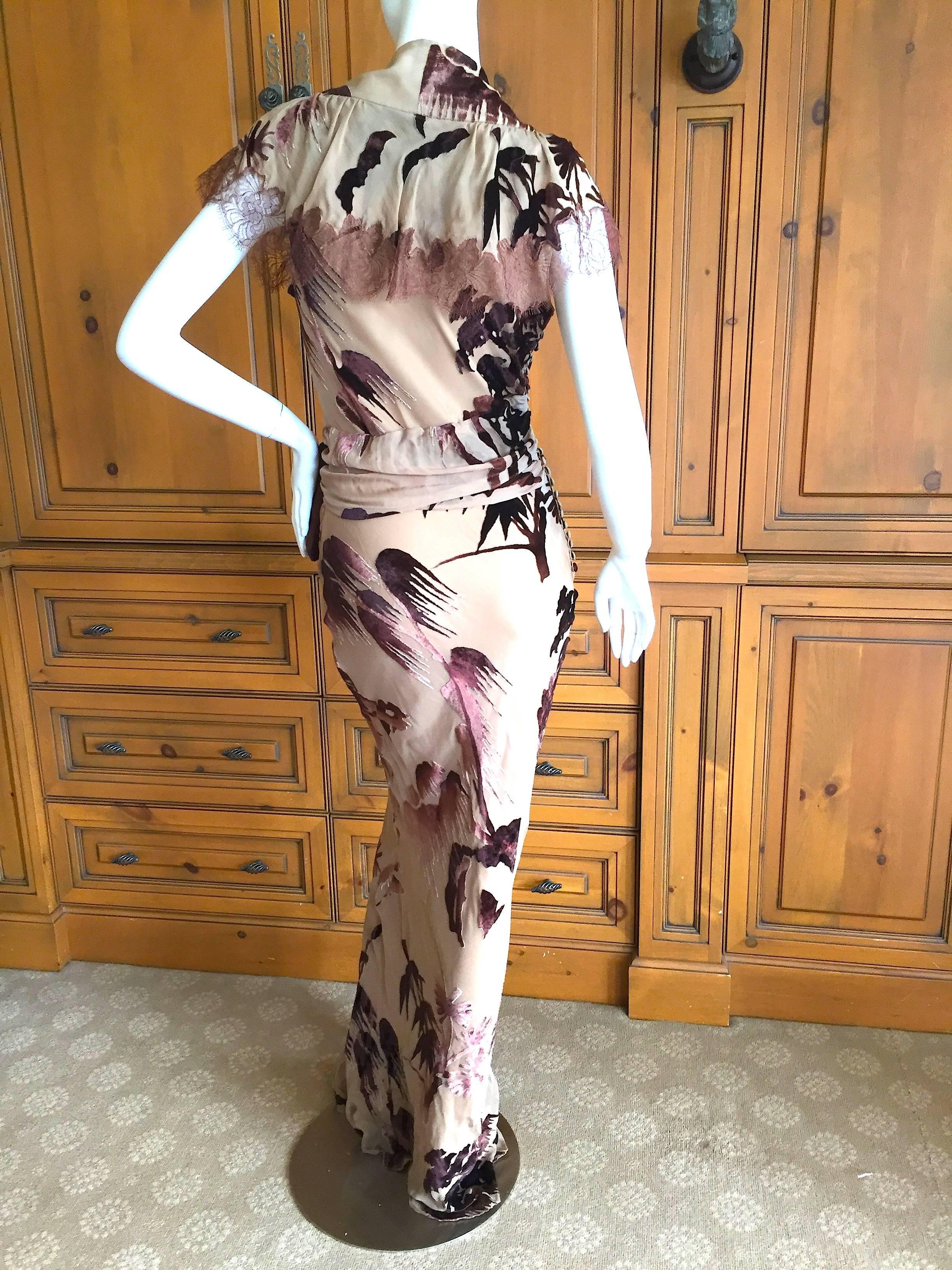 John Galliano Romantic 30's Style Devore Velvet Dress with Lace Capelet 2