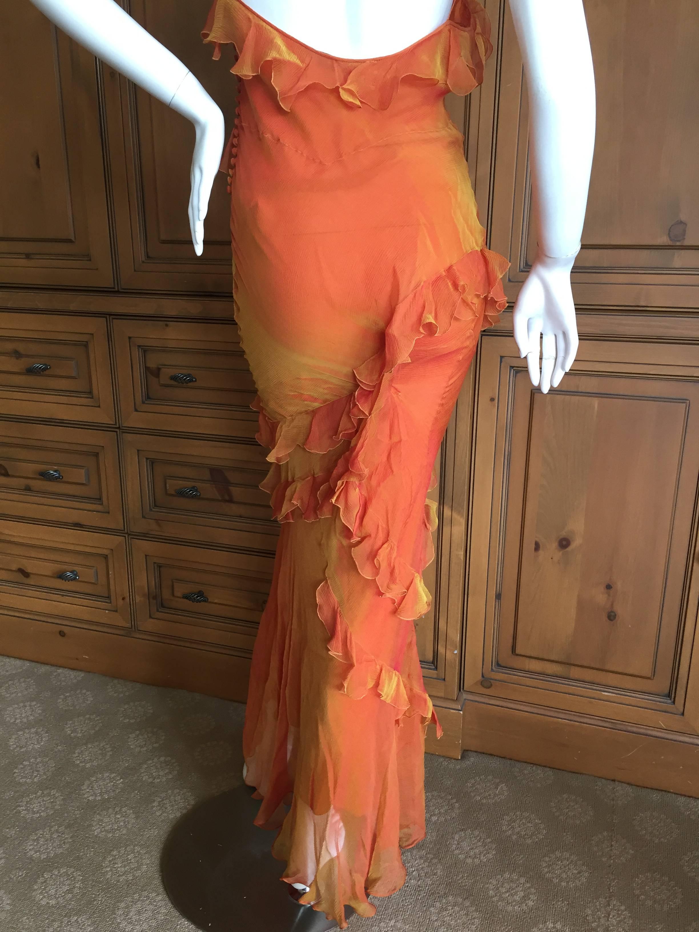 John Galliano for Christian Dior Bias Cut Ruffle Evening Dress In Excellent Condition In Cloverdale, CA