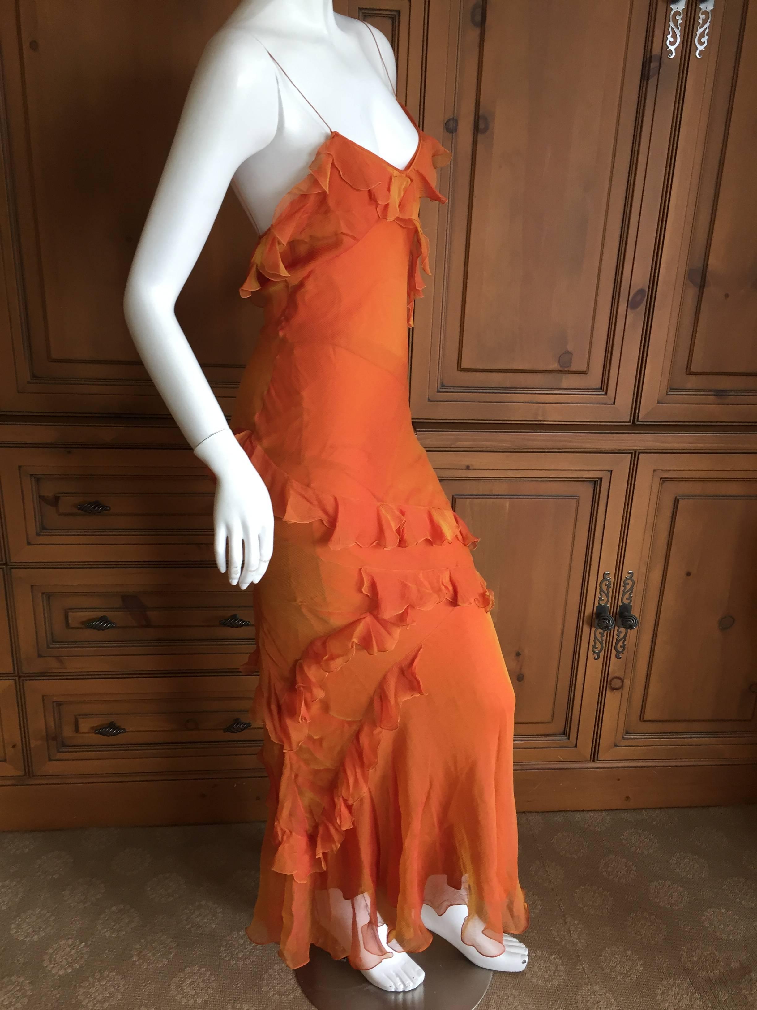 Women's John Galliano for Christian Dior Bias Cut Ruffle Evening Dress