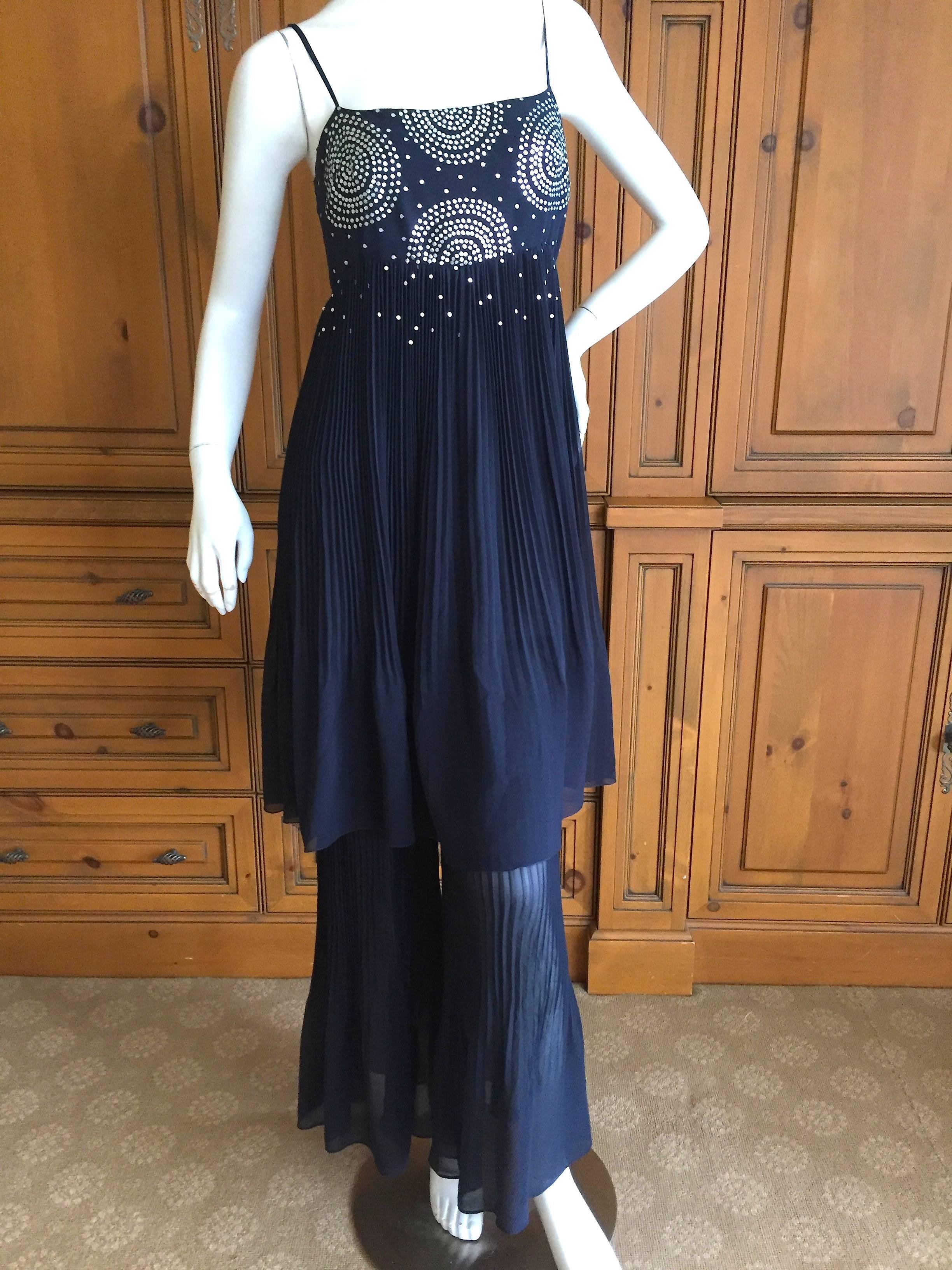 Chanel Navy Blue Dress with Silver Sequin Embellishment 2