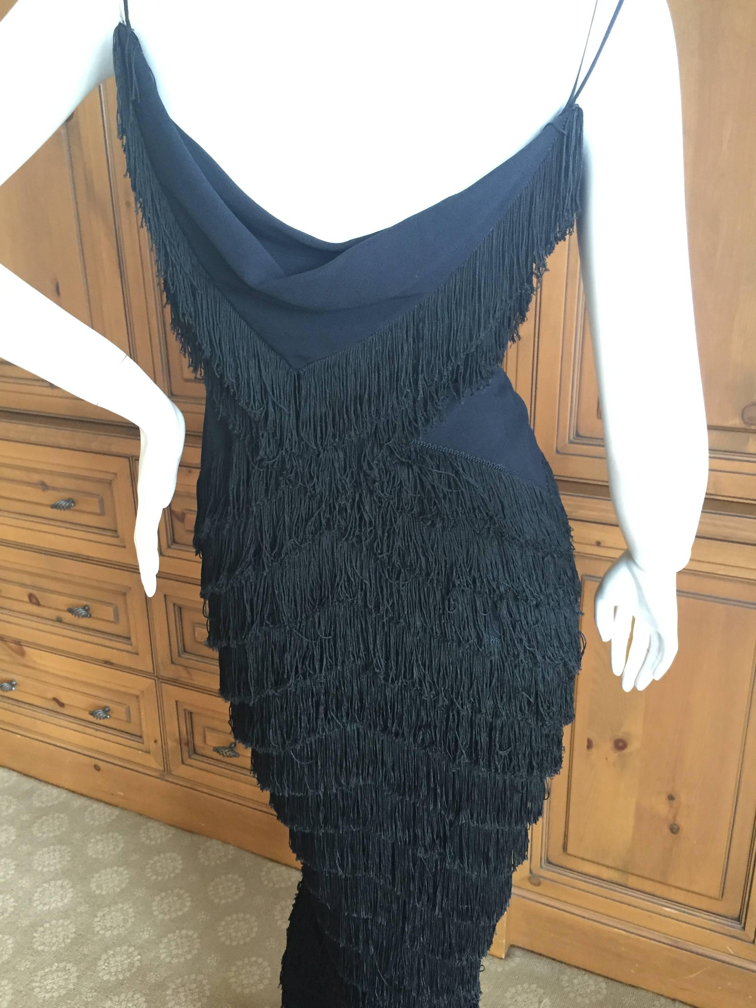 Christian Dior Chevron Pattern Fringed Dress by John Galliano In Excellent Condition In Cloverdale, CA