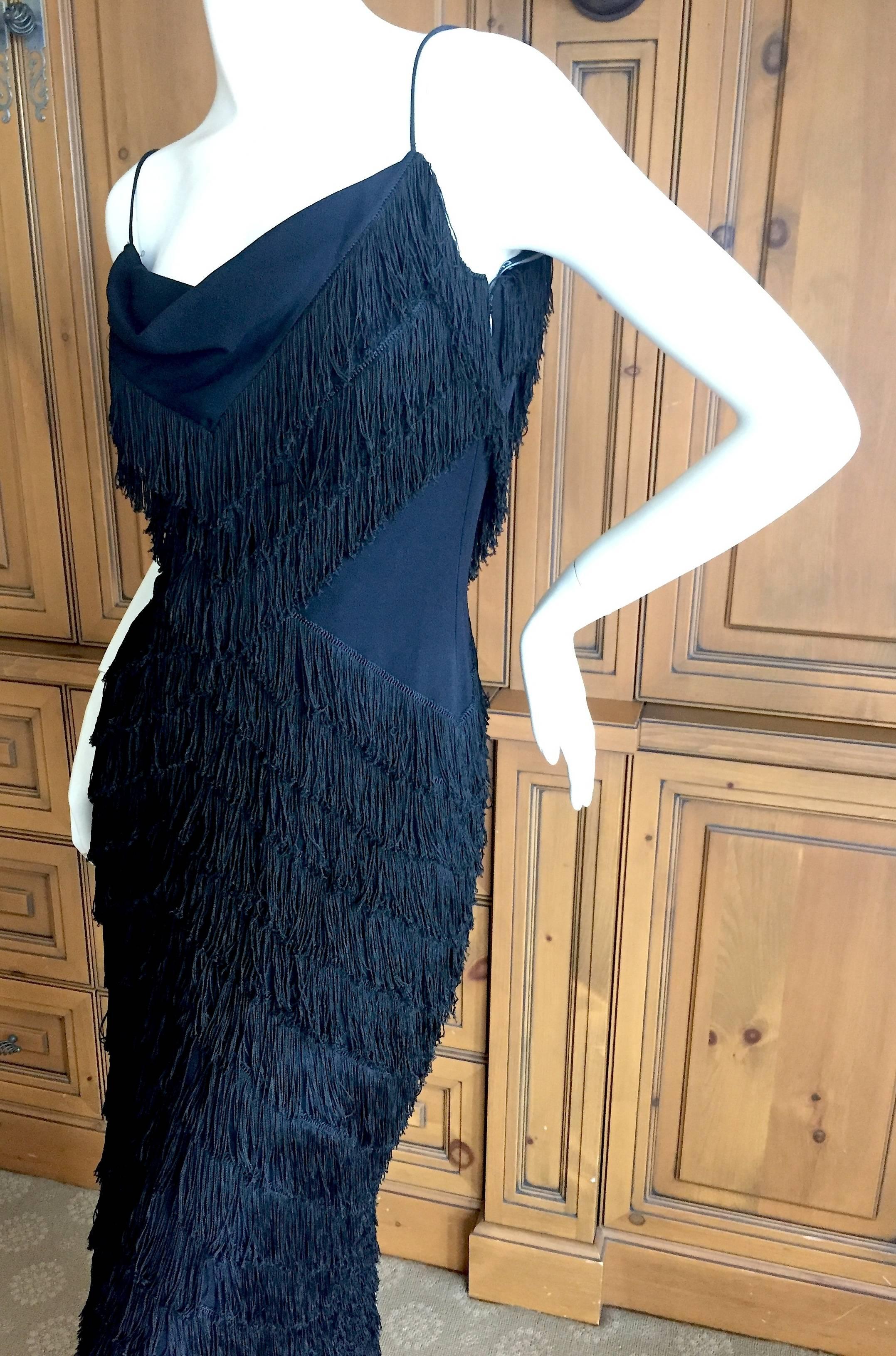 Women's Christian Dior Chevron Pattern Fringed Dress by John Galliano