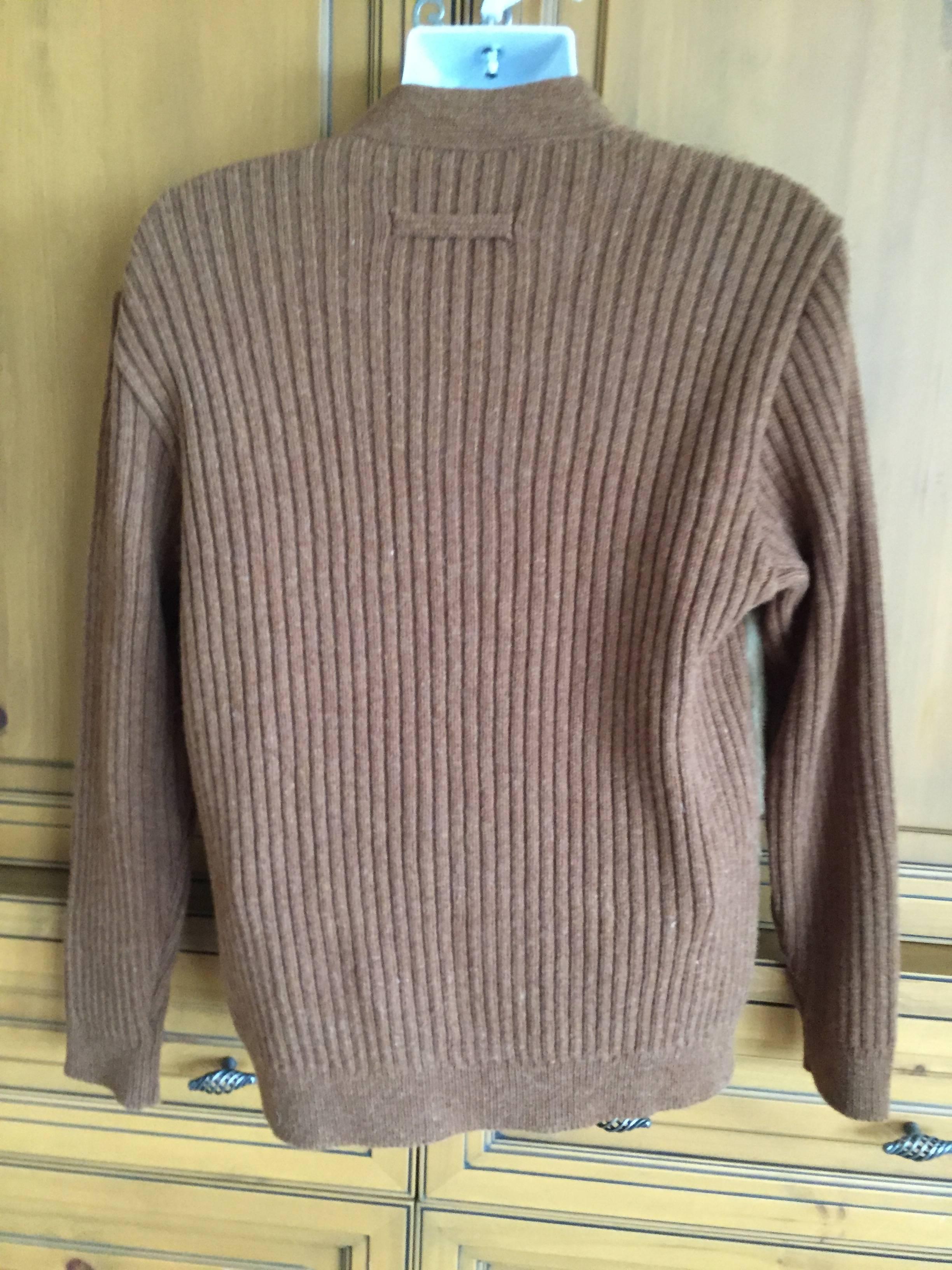 Gray Jean Paul Gaultier Men's Cardigan Sweater with Faux Fur Front Size L