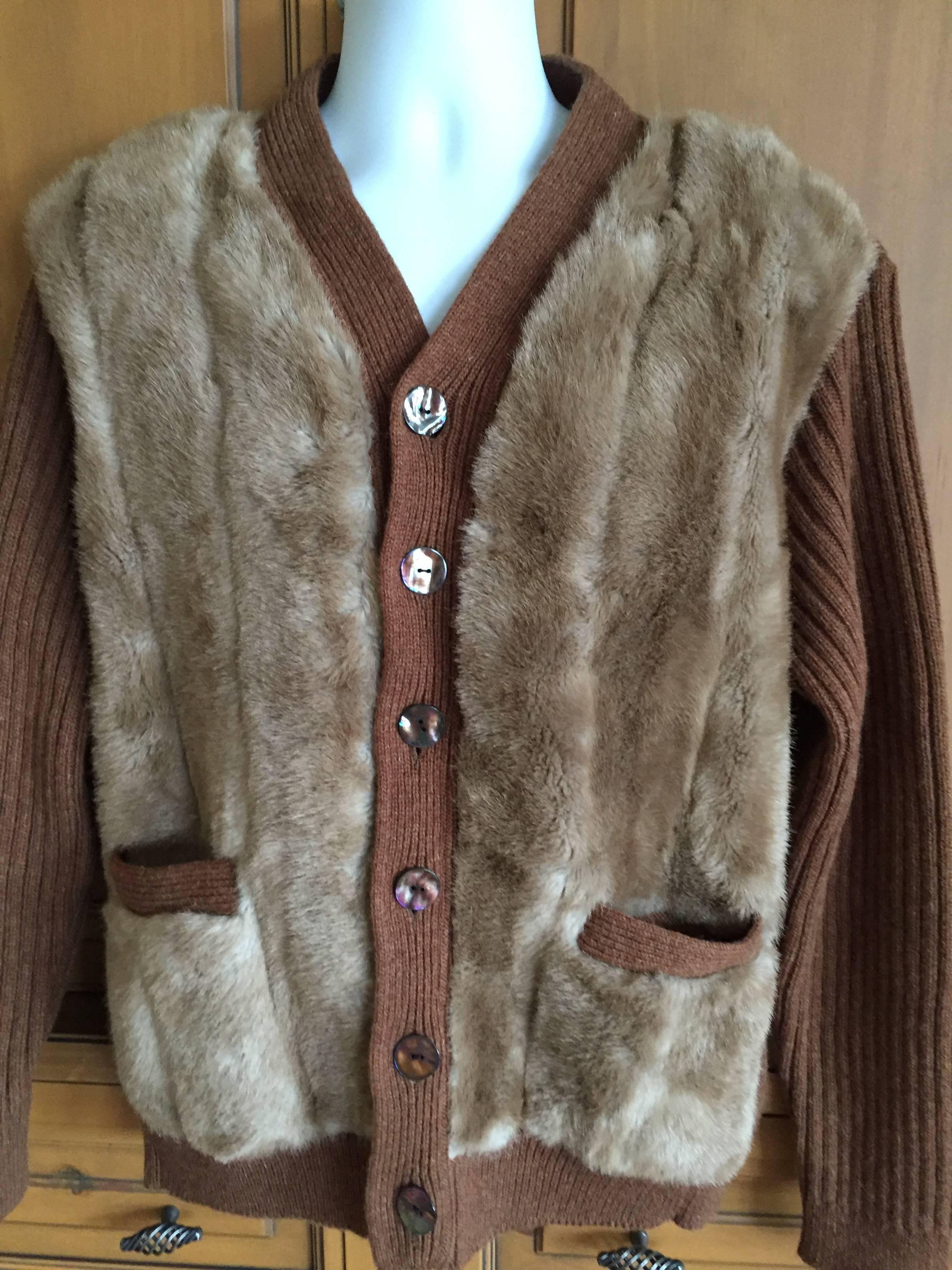 Wonderful wool sweater with faux fur front from Jean Paul Gaultier.
Mens large
Chest 44