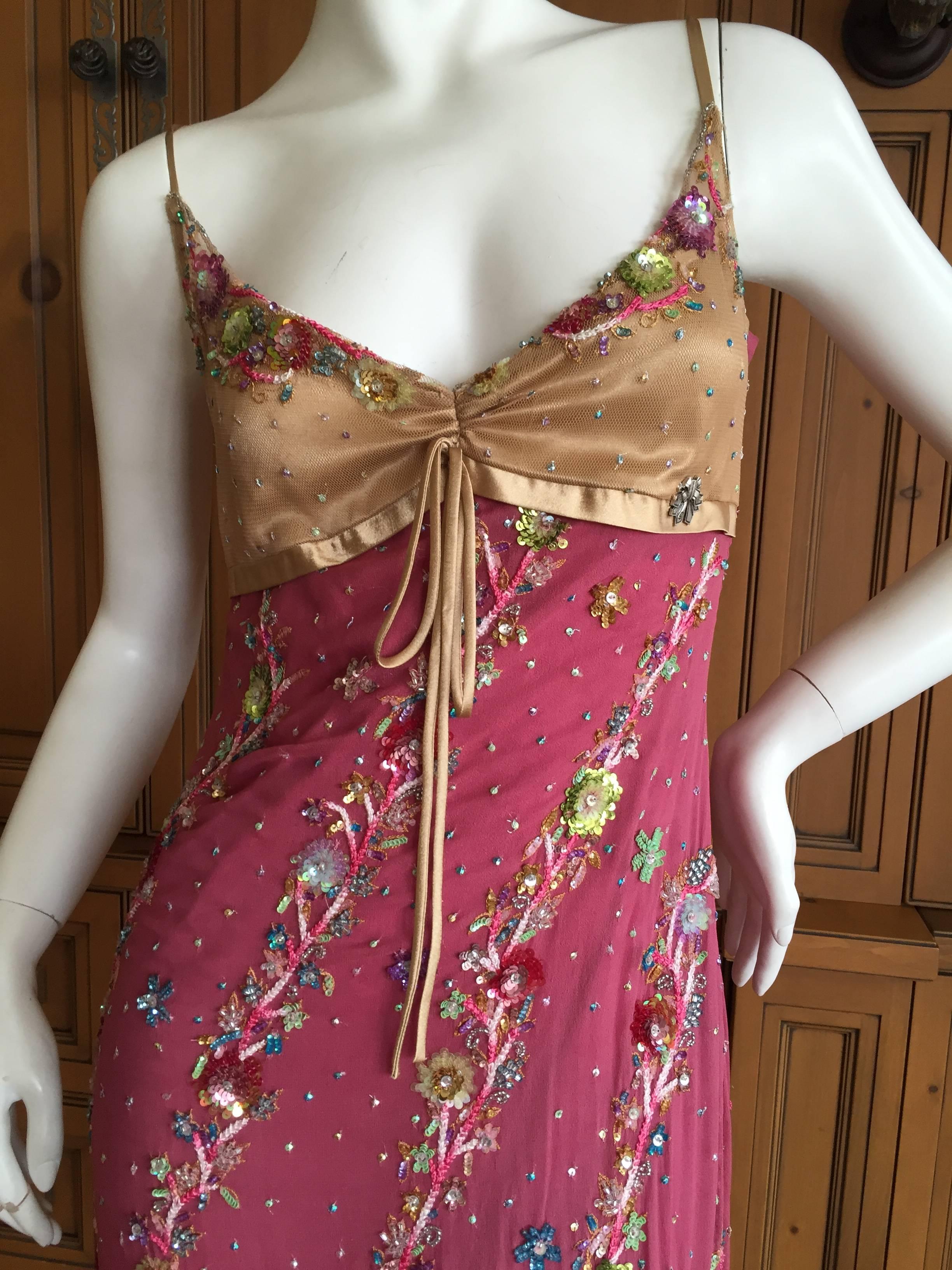 John Galliano Mini Dress with Floral Sequin Details New In New Condition In Cloverdale, CA