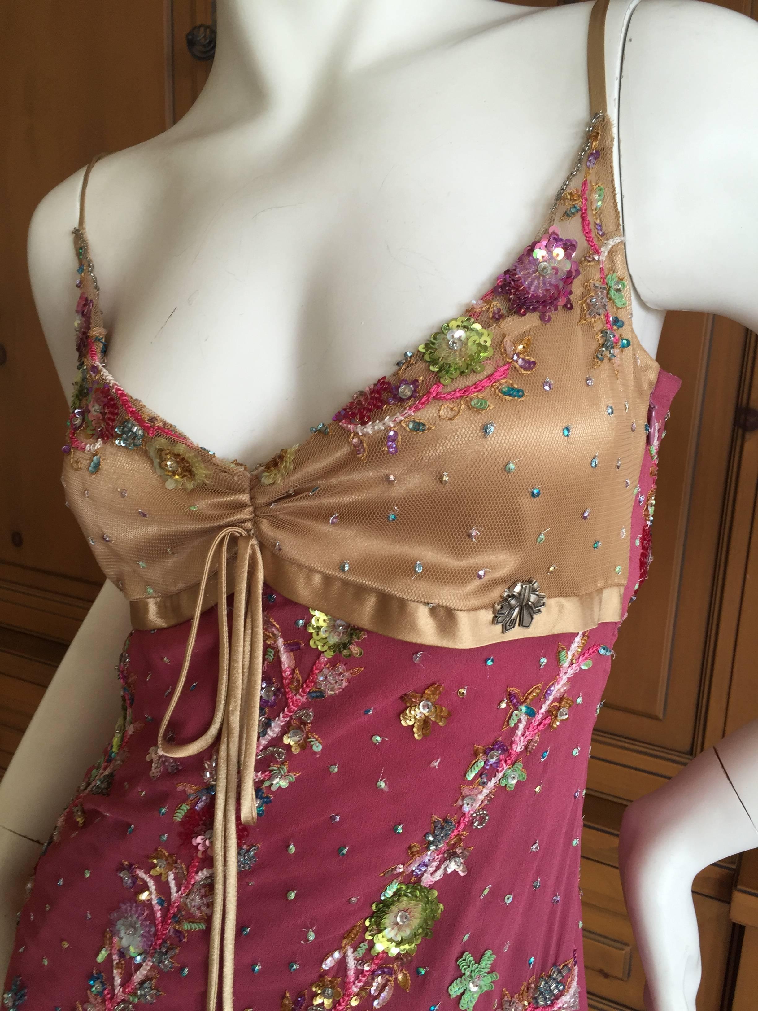 John Galliano Mini Dress with Floral Sequin Details New 2